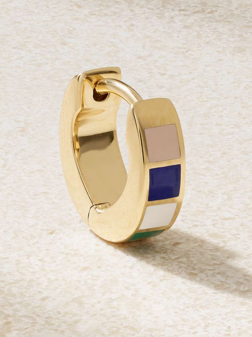 Foundrae Internal Compass Tenet 18-karat  And Ceramic Single Hoop Earring