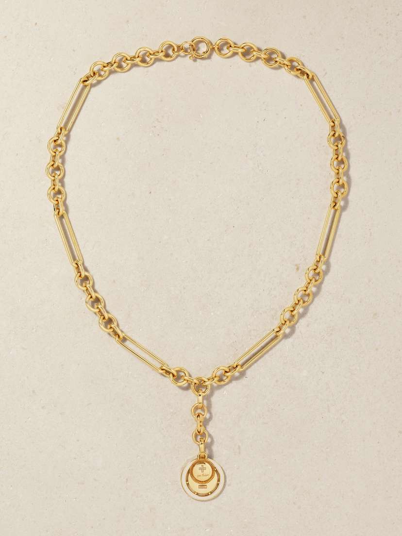 Foundrae L’éternelle Chanson Couplet 18-karat  And Enamel Necklace