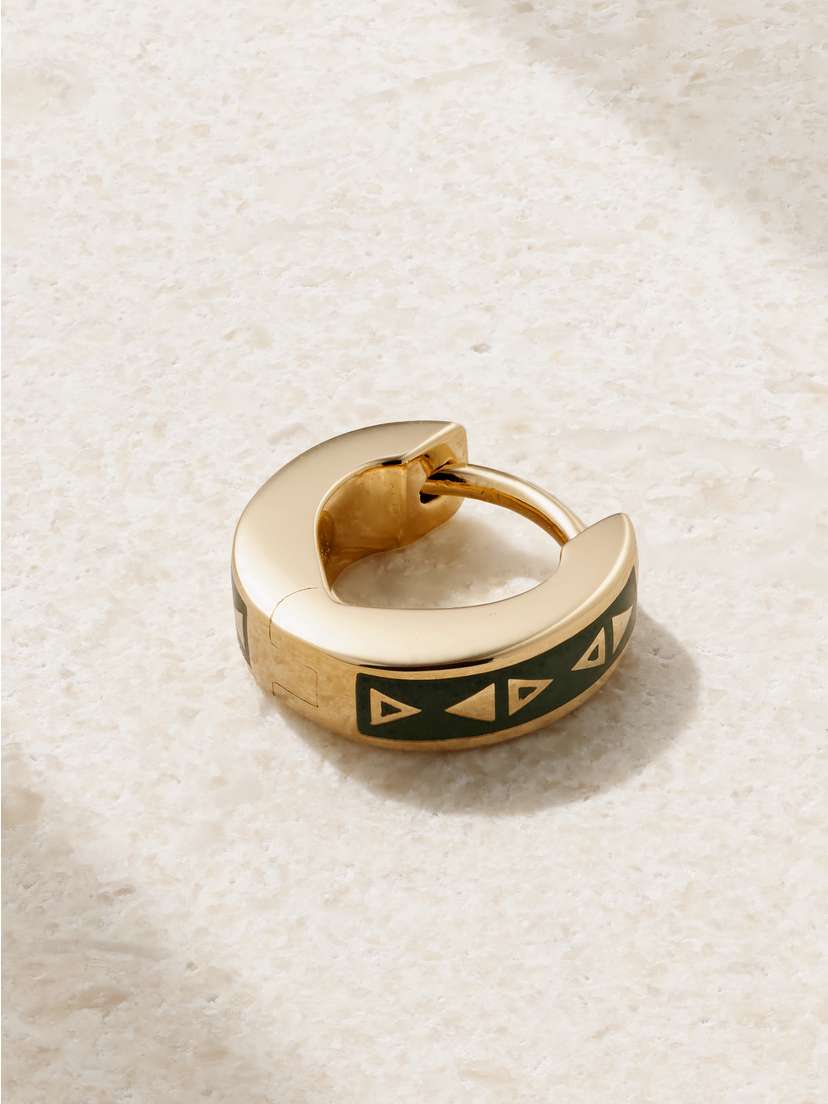 Foundrae Protection Tenet 18-karat Gold And Ceramic Single Hoop Earring