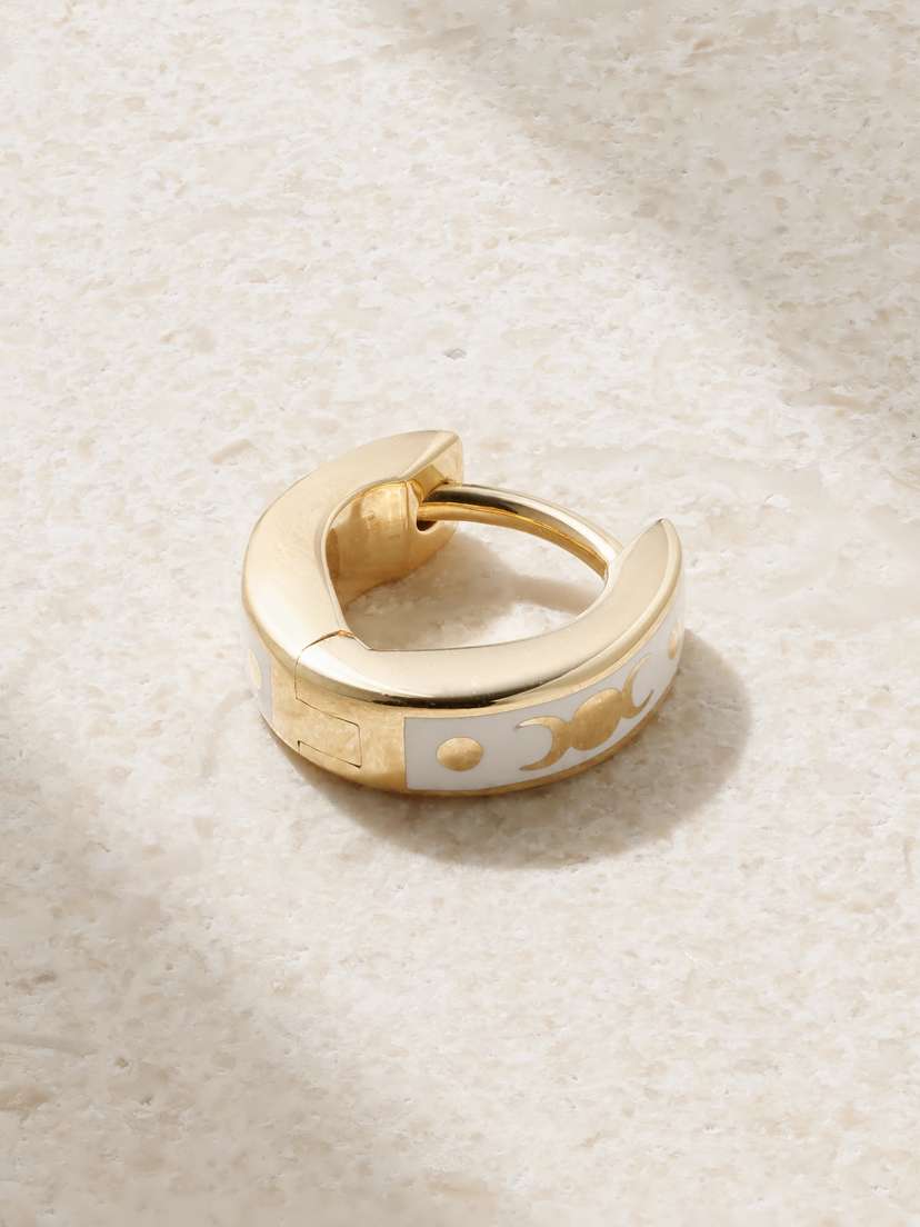 Foundrae Wholeness Tenet 18-karat Gold And Ceramic Single Hoop Earring