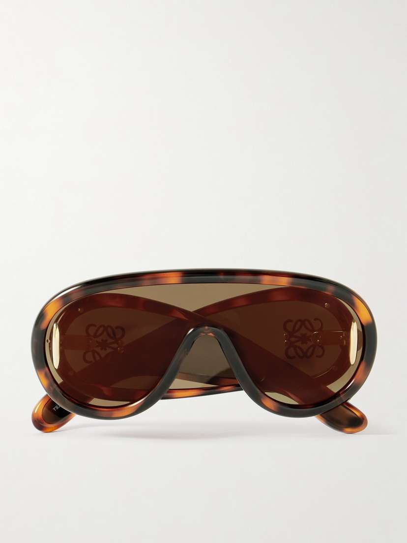 Loewe Wave Mask Oversized Aviator-style Tortoiseshell Acetate Sunglasses