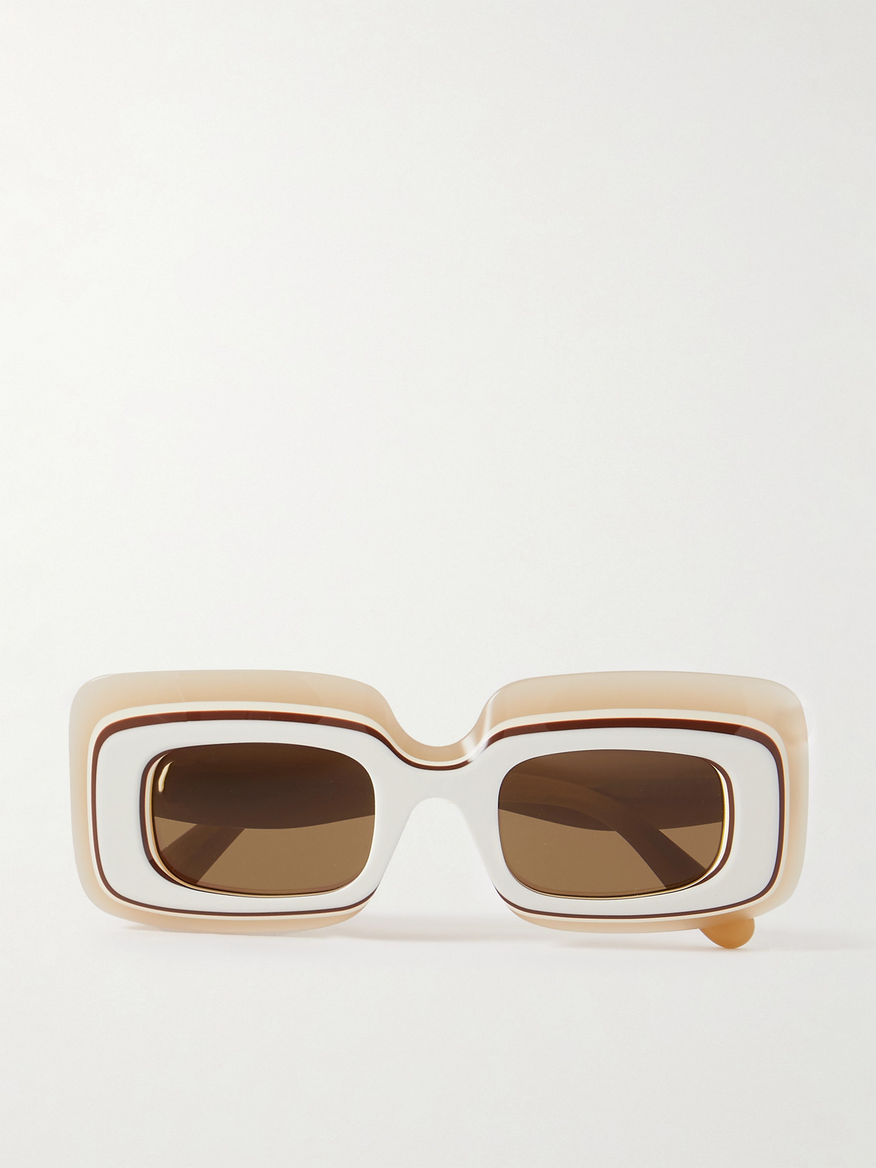 Shop Loewe Layered Rectangle-frame Acetate Sunglasses In Neutrals