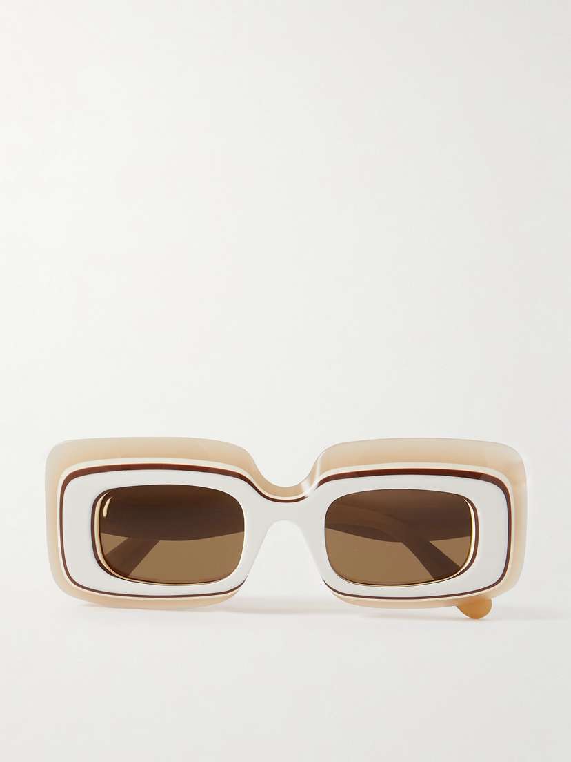 Loewe + Paula's Ibiza Layered Rectangle-frame Acetate Sunglasses