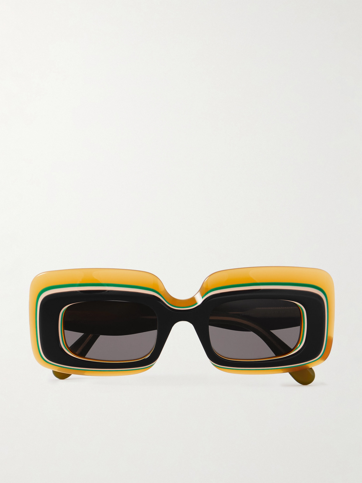 Loewe Layered Rectangle-frame Acetate Sunglasses In Black