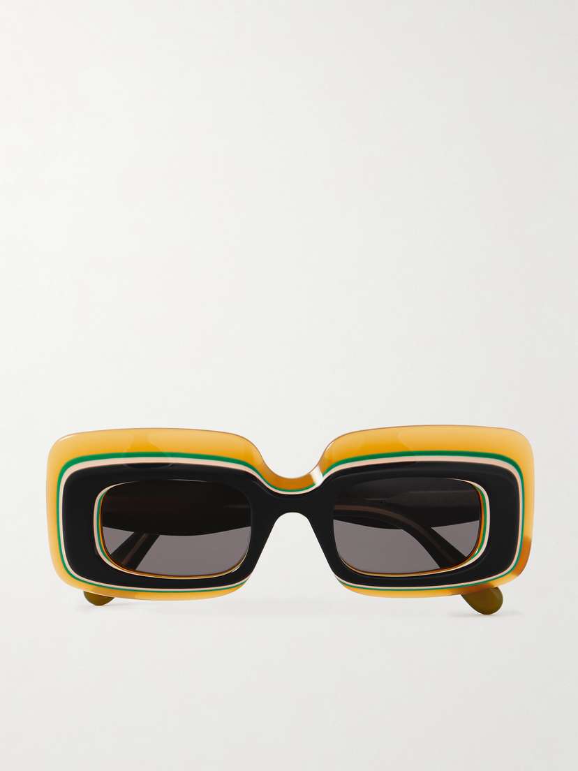 Loewe + Paula's Ibiza Layered Rectangle-frame Acetate Sunglasses