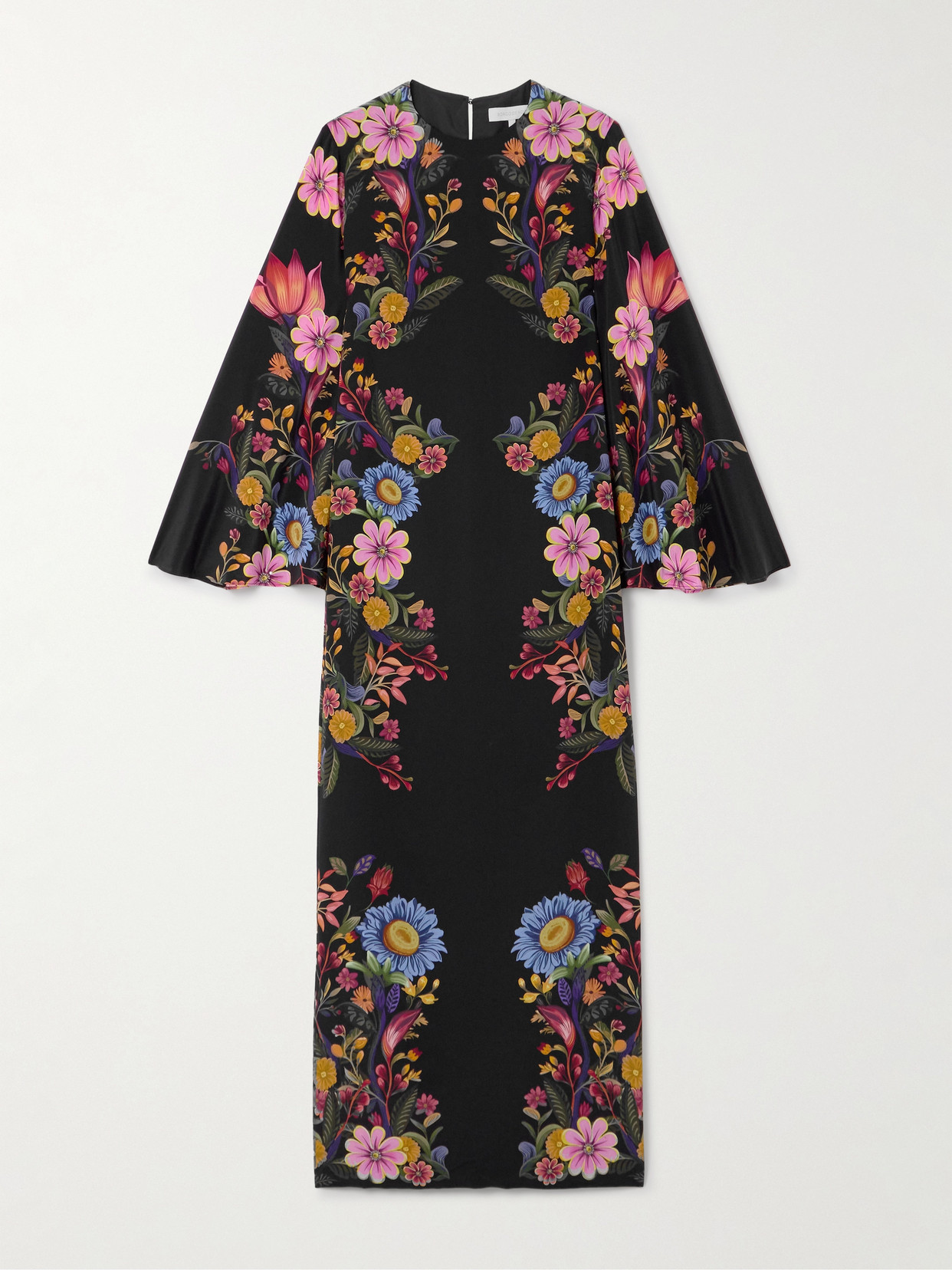 Borgo De Nor Finley Floral-printed Silk-crepe Maxi Dress In Black