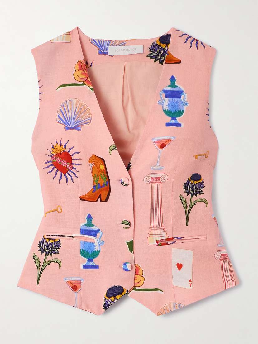 Borgo de Nor Fern Printed Linen And Cotton-blend Vest