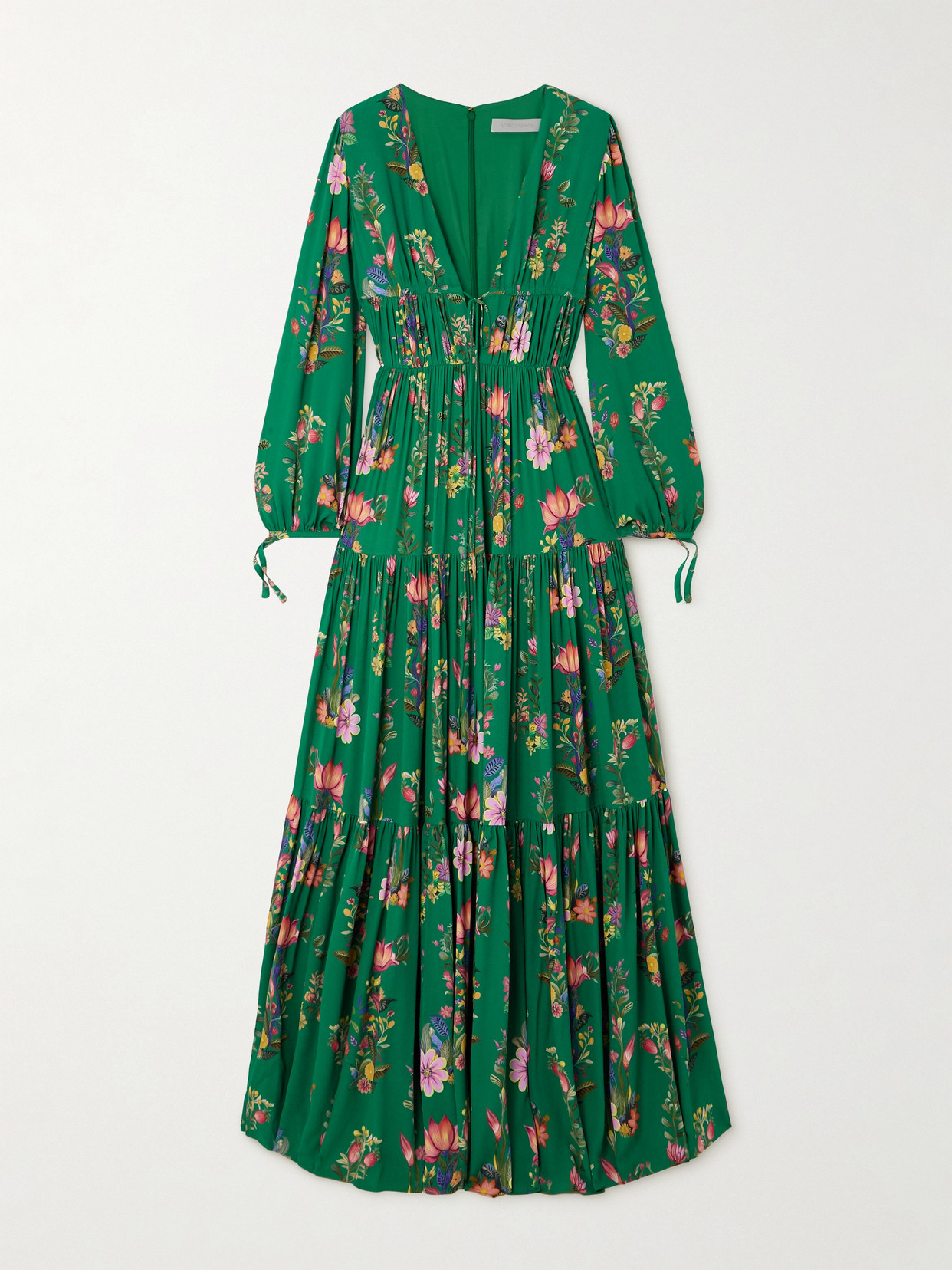Borgo De Nor Freya Floral-print Jersey Maxi Dress In Green