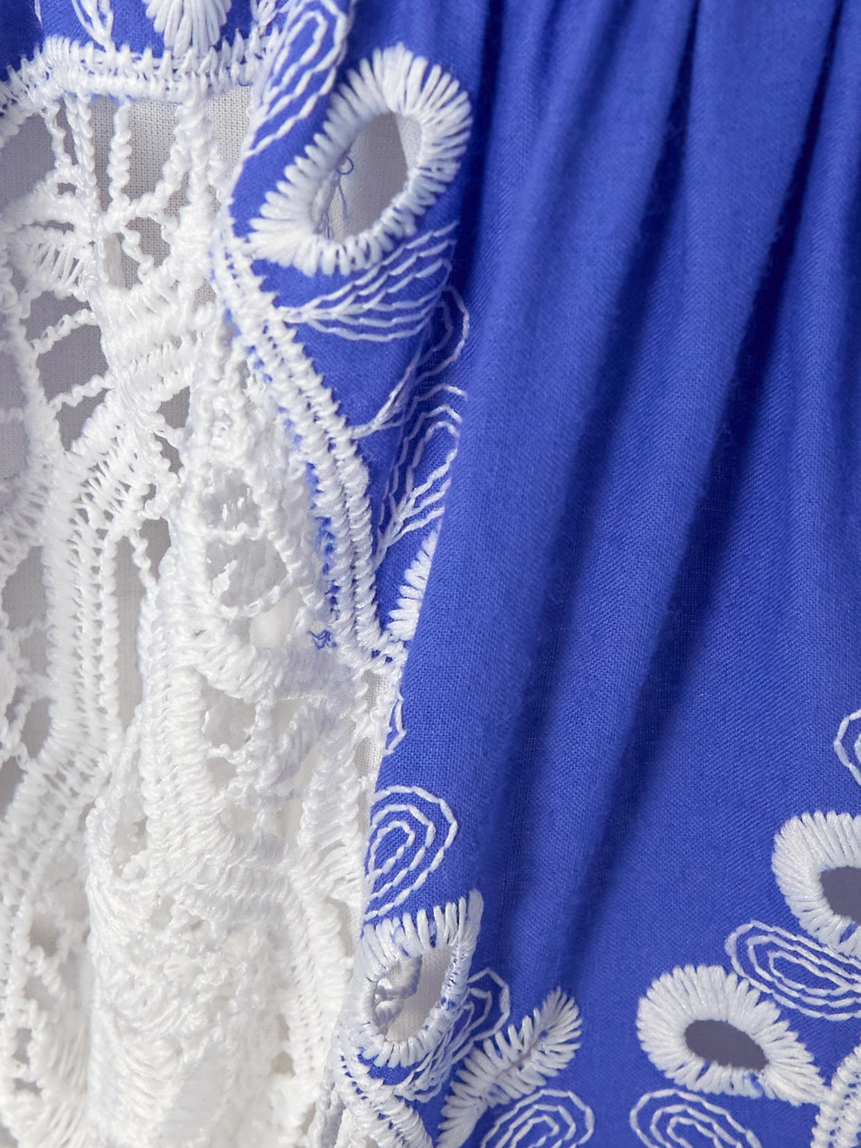 Borgo De Nor Ninet Embroidered Guipure Lace-trimmed Woven Midi Dress In Blue
