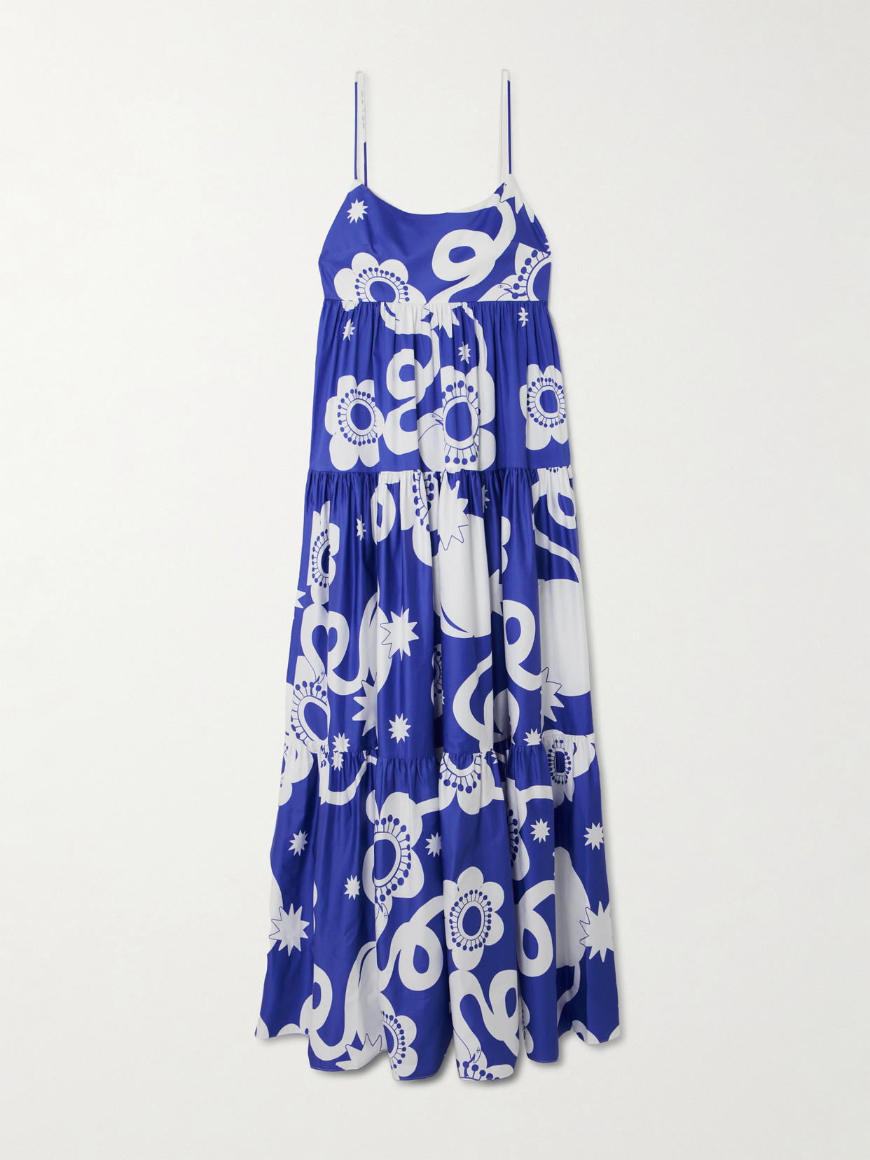 Borgo de Nor - Merle Tiered Floral-print Cotton-poplin Maxi Dress - Blue