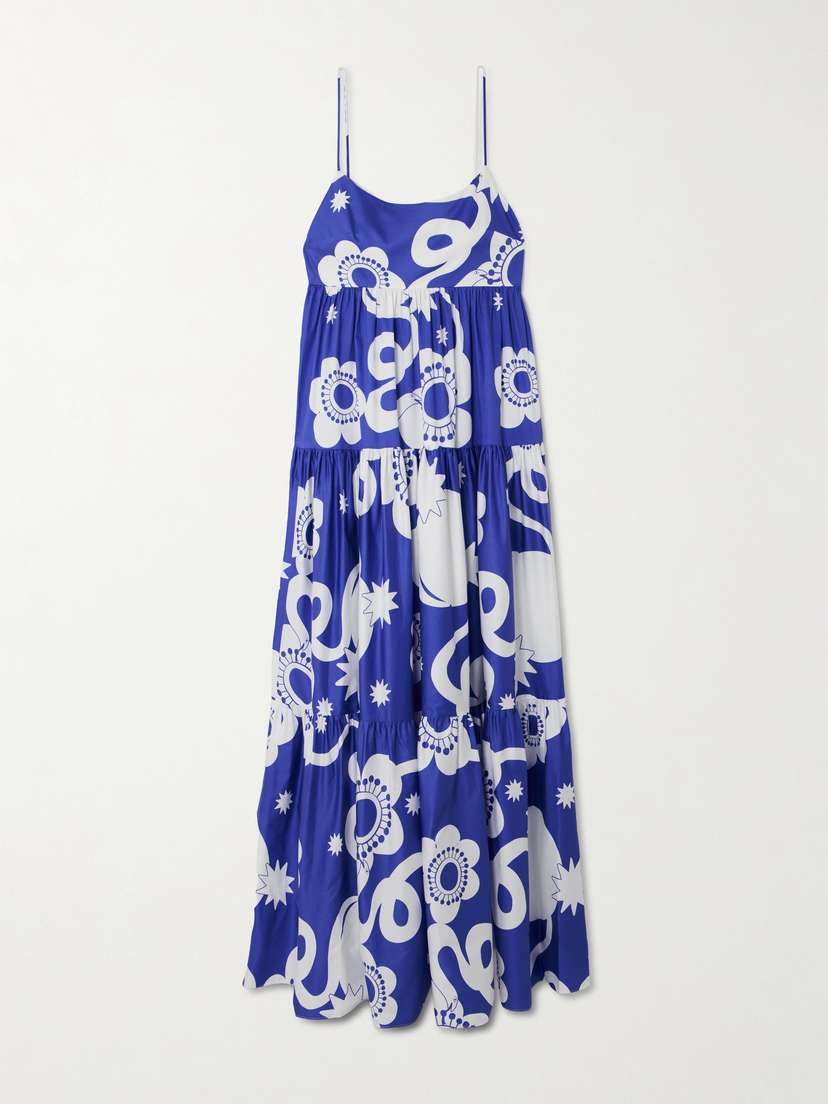 Borgo de Nor Merle Tiered Floral-print Cotton-poplin Maxi Dress