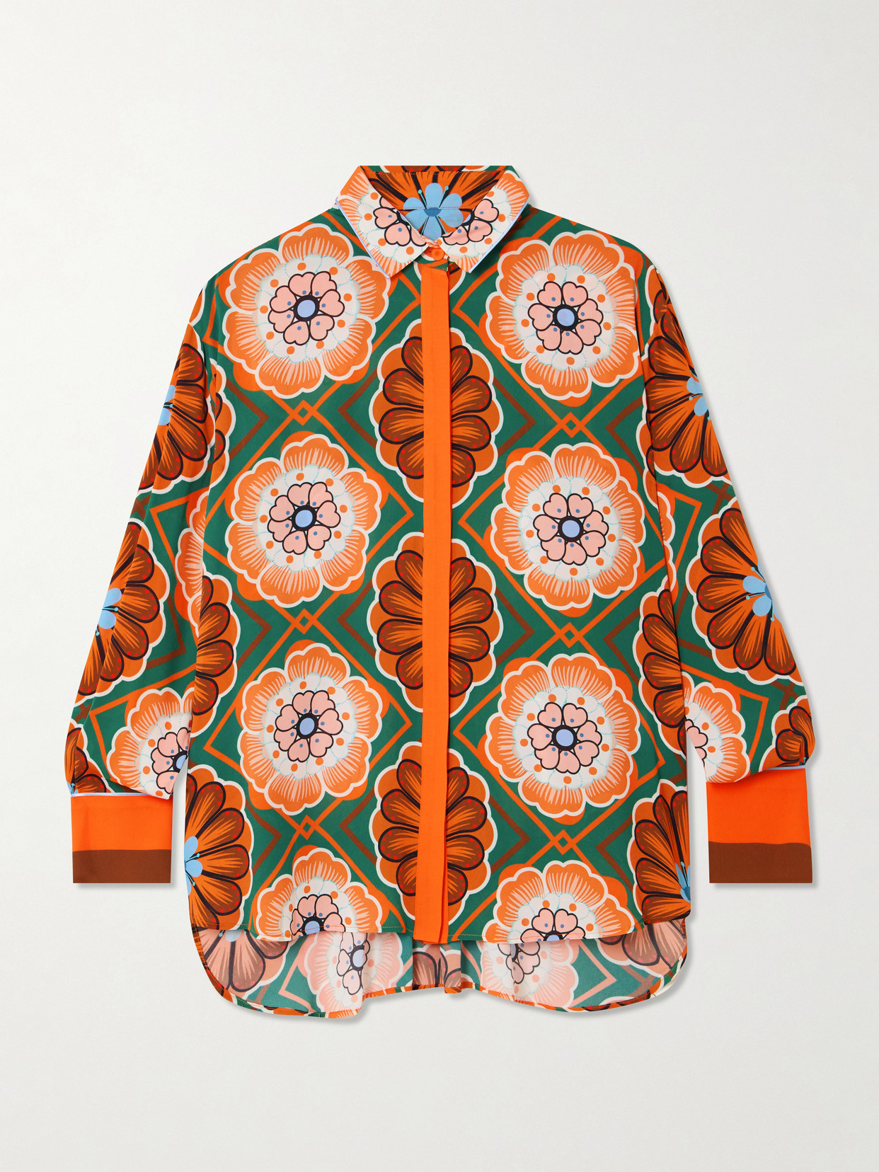 Borgo De Nor Nova Printed Crepe Shirt In Orange