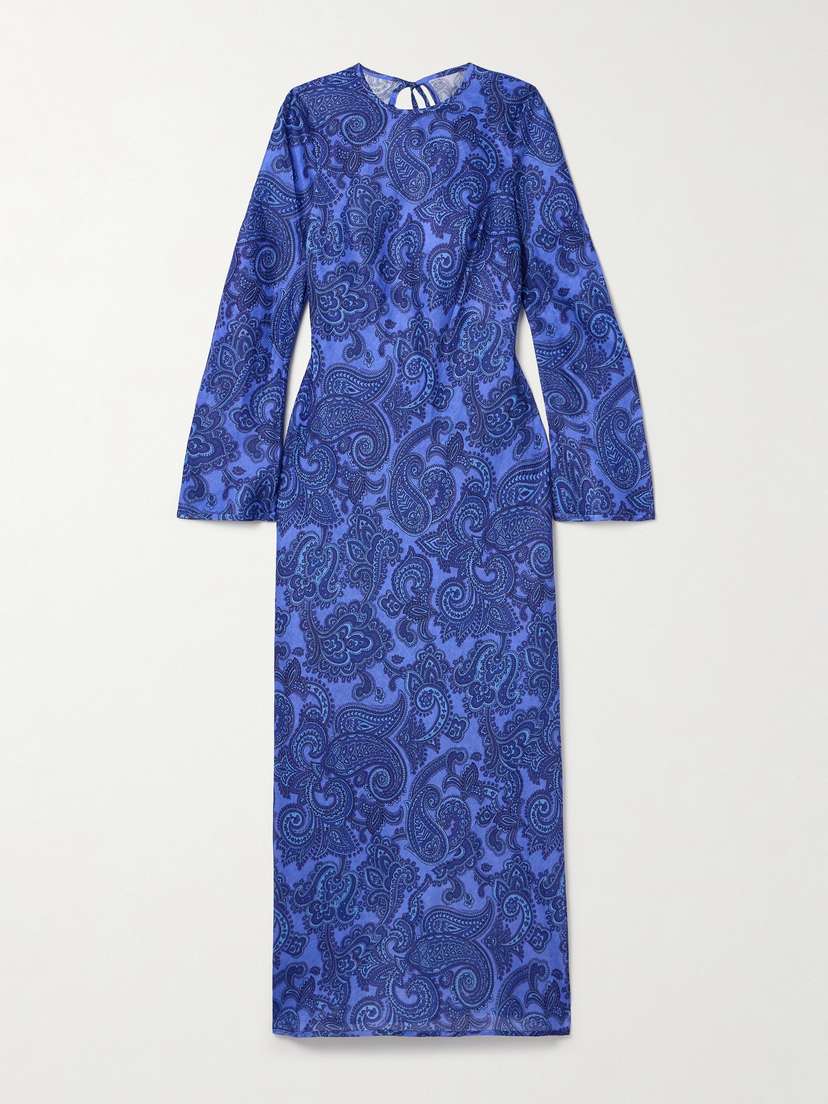 Zimmermann Ottie Open-back Bead-embellished Paisley-print Linen Maxi Dress