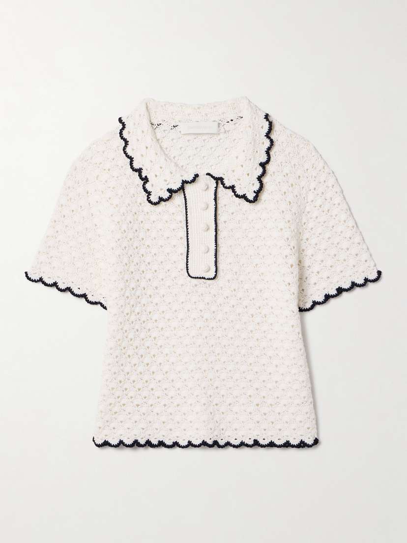 Zimmermann Halliday Crocheted Cotton Polo Shirt