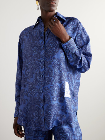 Zimmermann Ottie appliquéd paisley-print silk shirt
