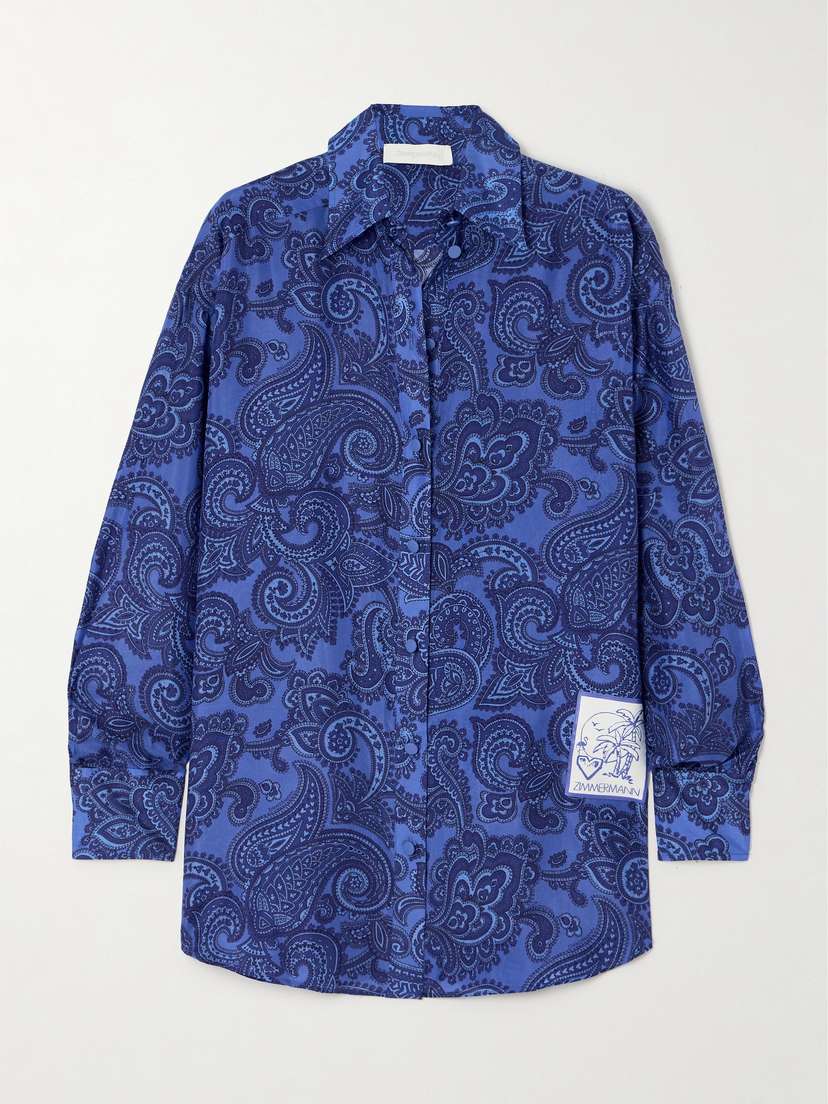 Zimmermann Ottie Appliquéd Paisley-print Silk Shirt