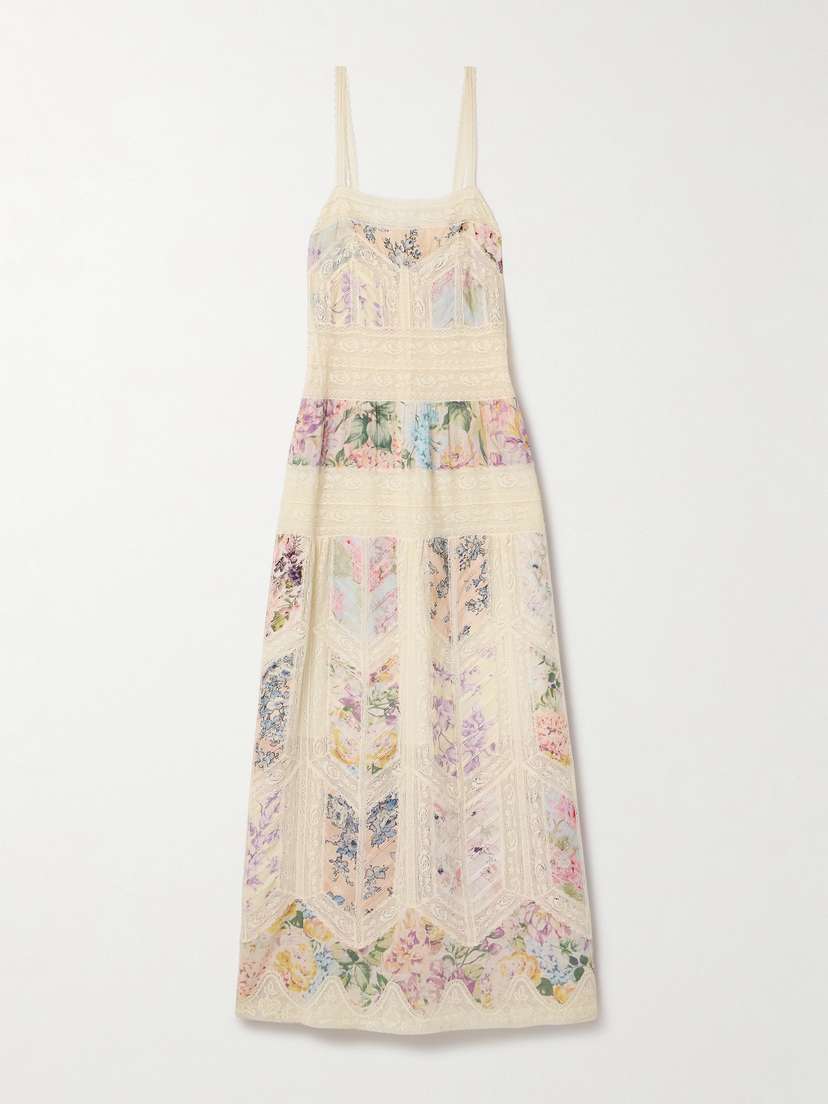 Zimmermann Halliday Lace And Floral-print Cotton-voile Maxi Dress