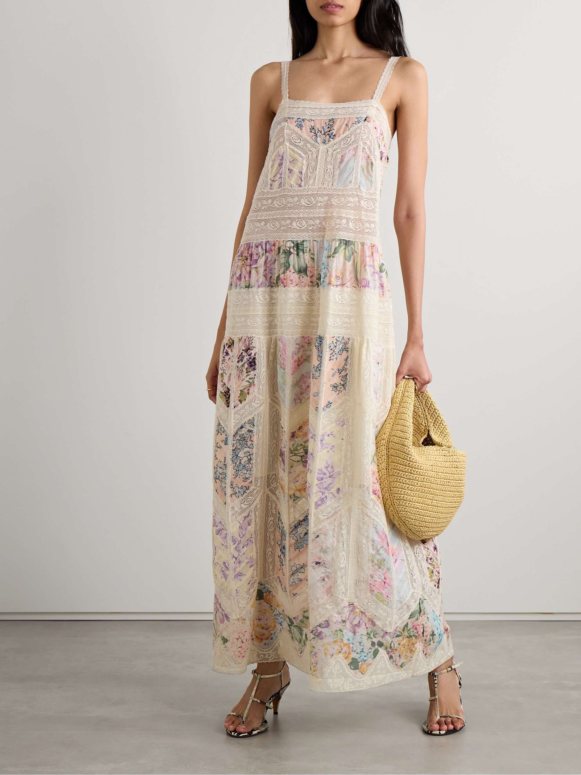 ZIMMERMANN Halliday lace and floral-print cotton-voile maxi
