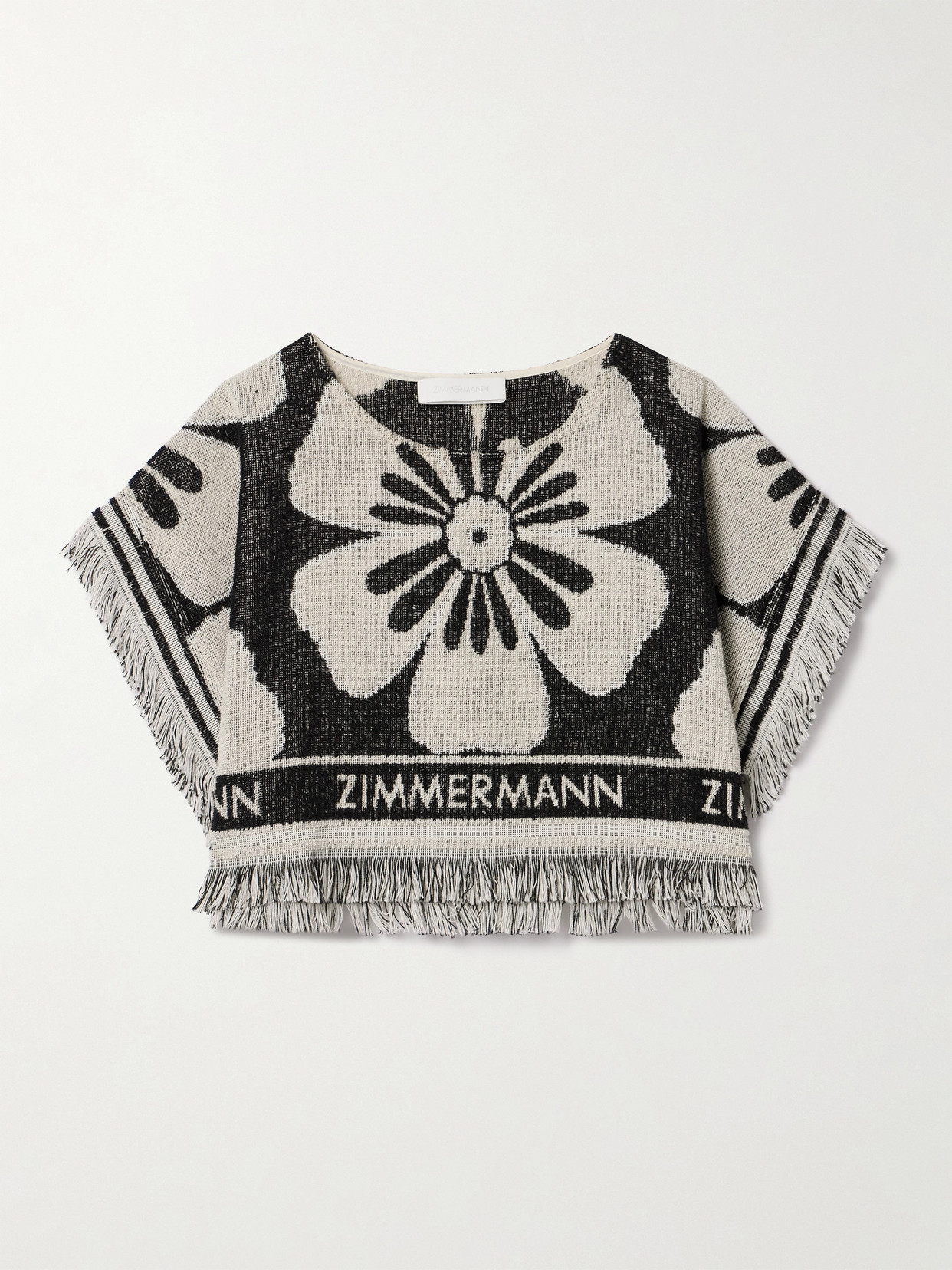 Zimmermann Halliday Cotton Crop Top Black Cream In Black