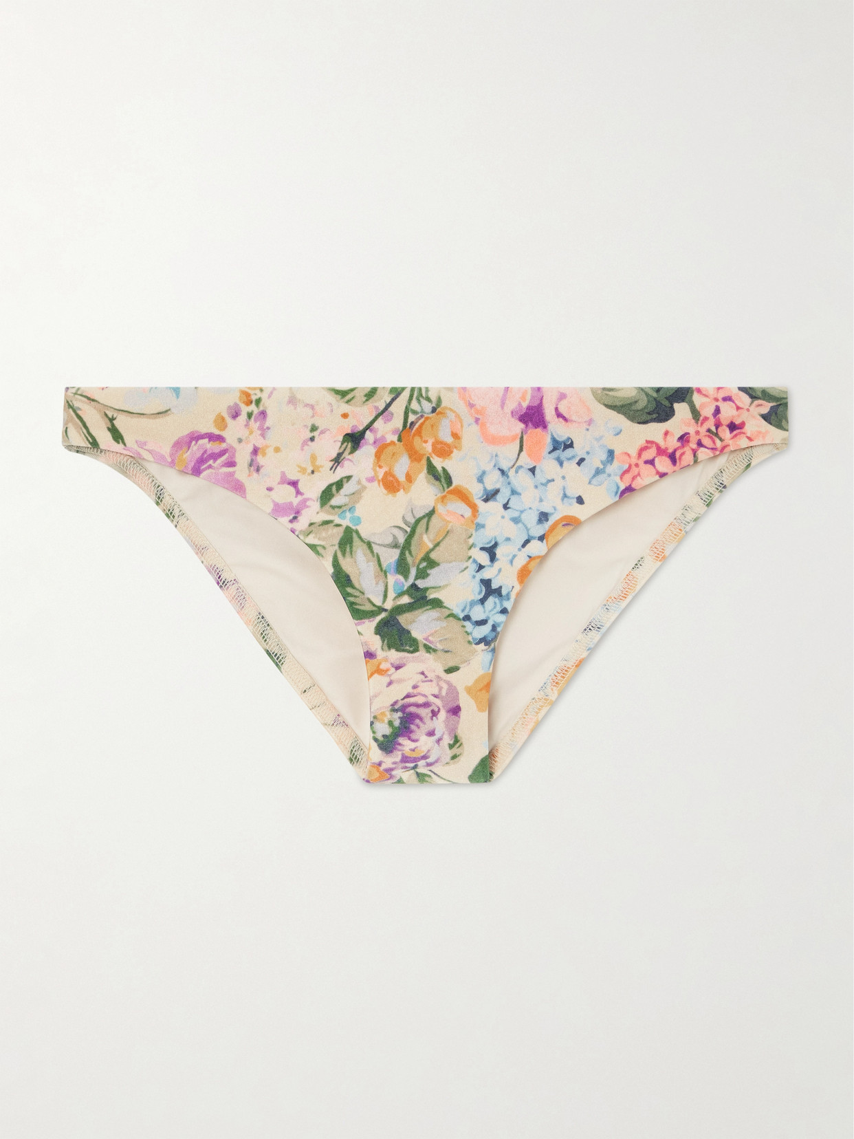 Zimmermann Halliday Floral-print Bikini Bottom In Multi