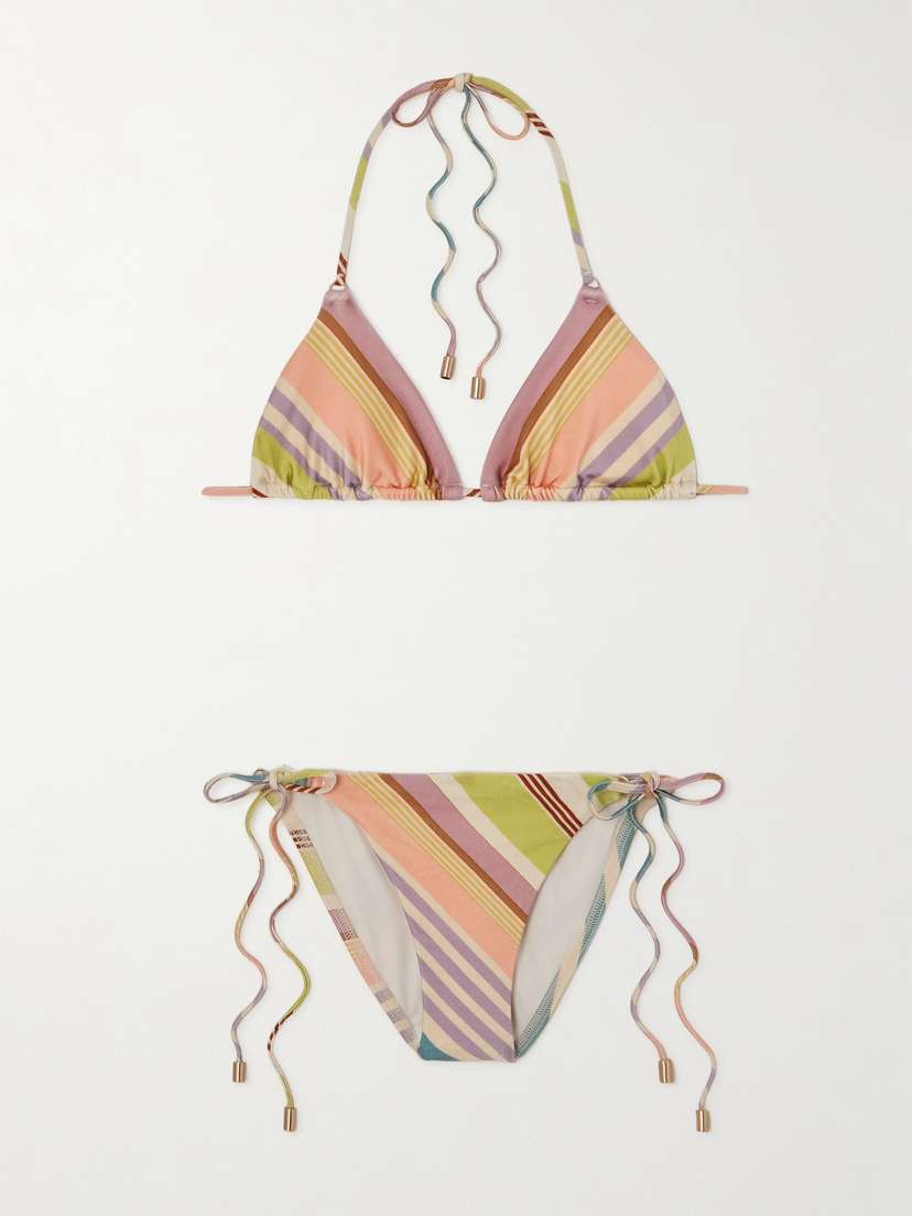 Zimmermann Halliday Striped Printed Bikini