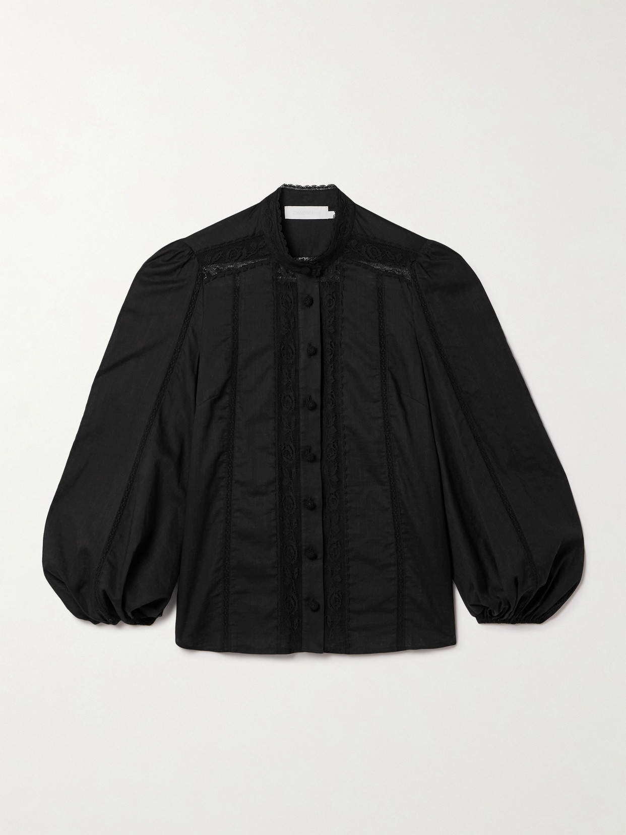 Zimmermann Halliday Lace-trimmed Cotton-voile Shirt In Black