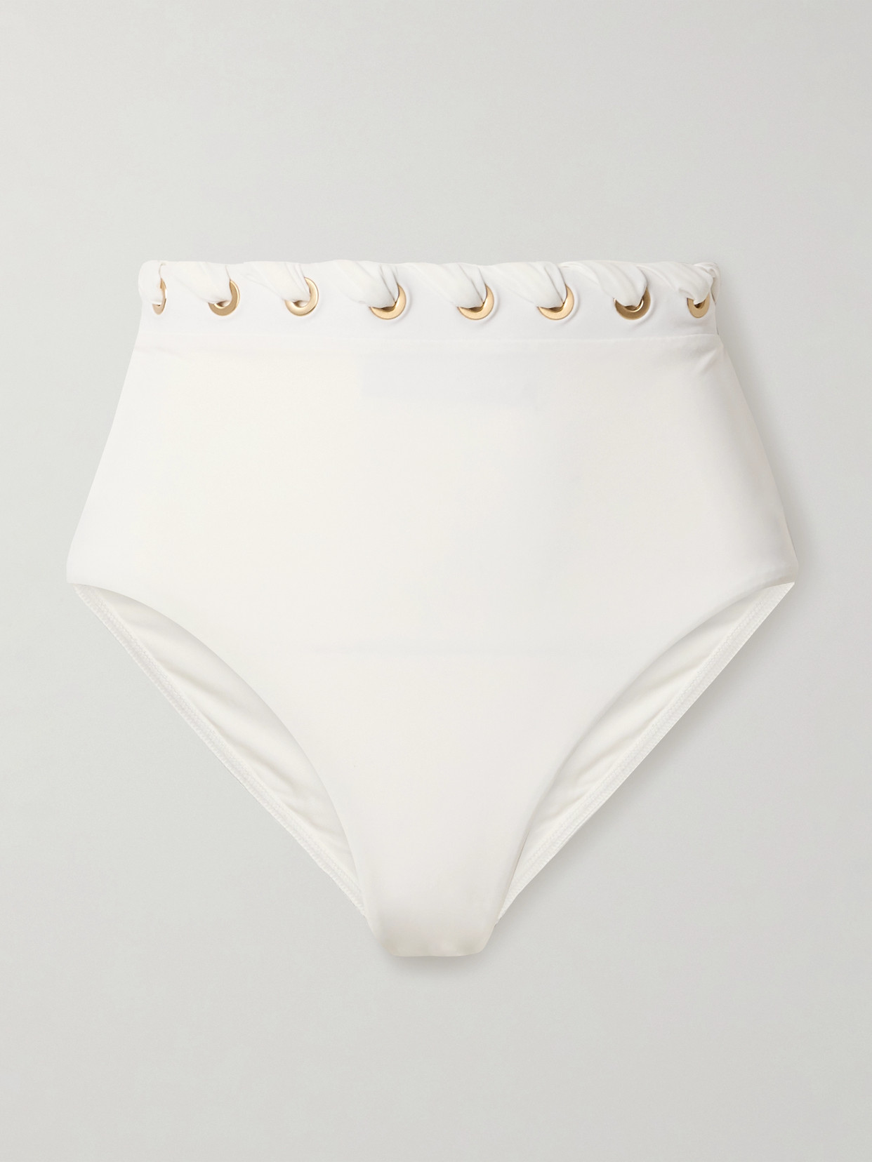 Shop Zimmermann Halliday Embellished Bikini Briefs In Ivory