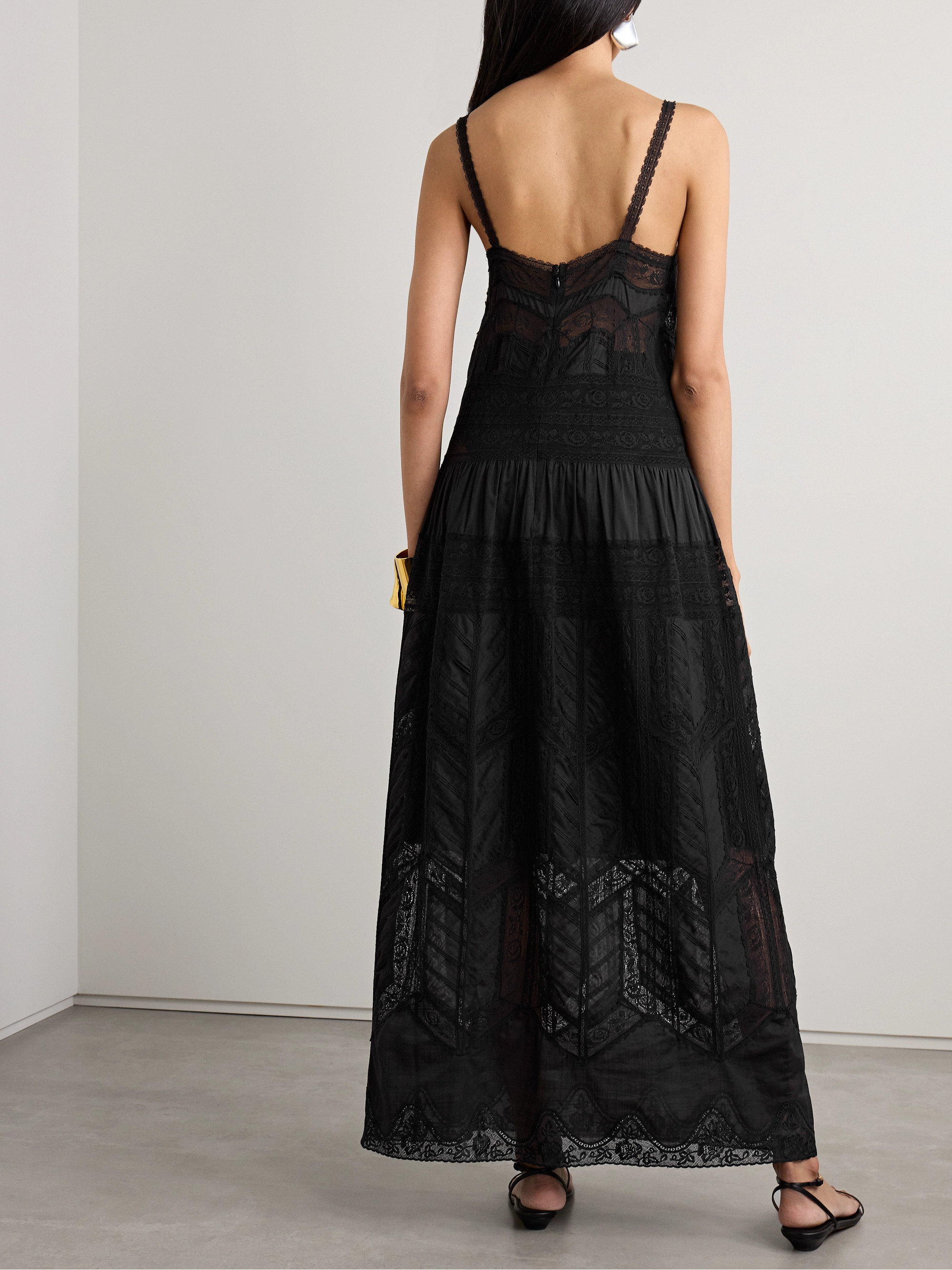 Zimmermann Halliday tiered paneled lace and cotton-gauze maxi dress