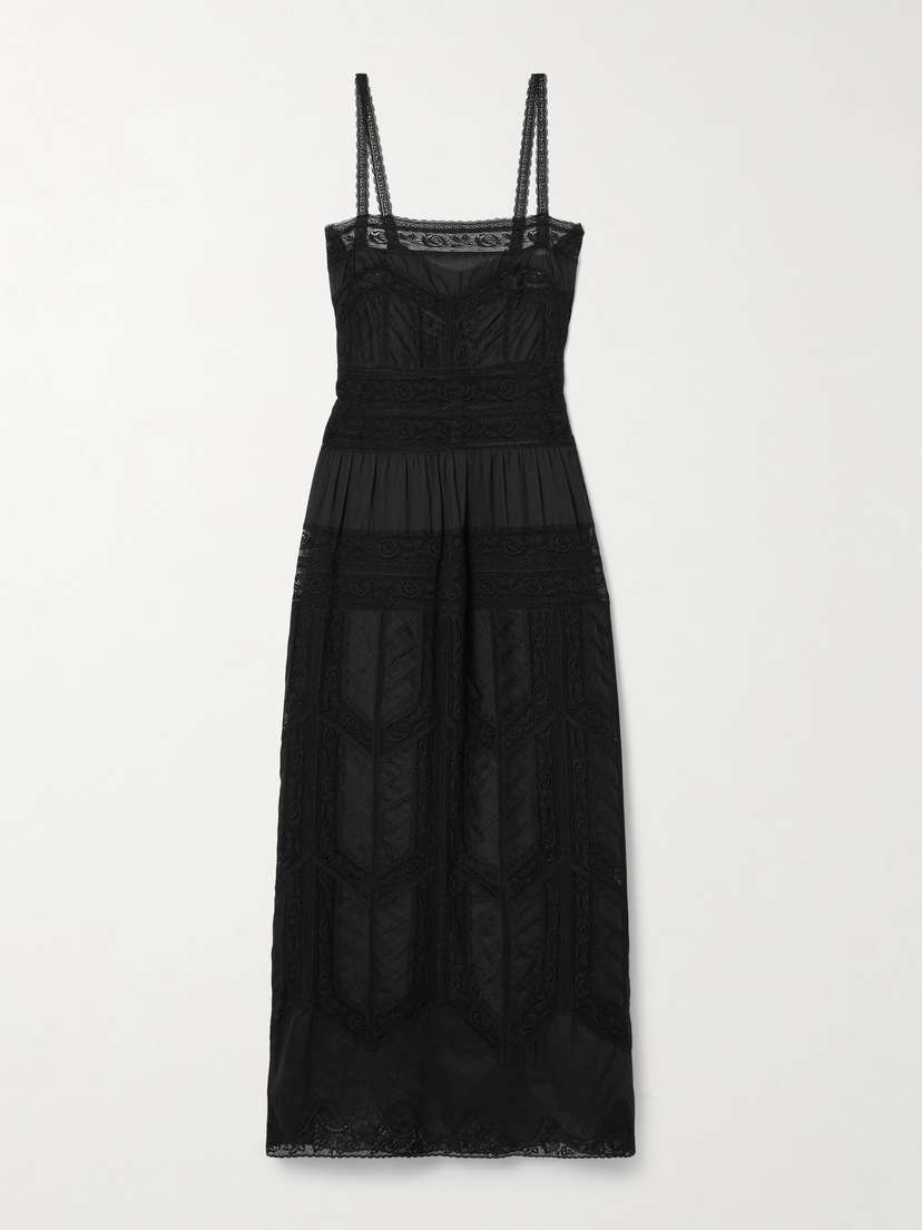 Zimmermann Halliday Tiered Paneled Lace And Cotton-gauze Maxi Dress
