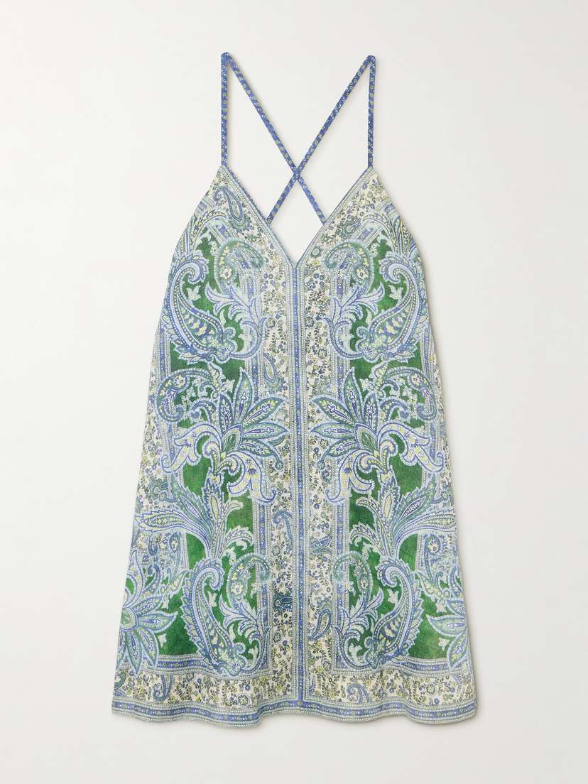 Zimmermann Ottie Swing Paisley-print Linen Mini Dress