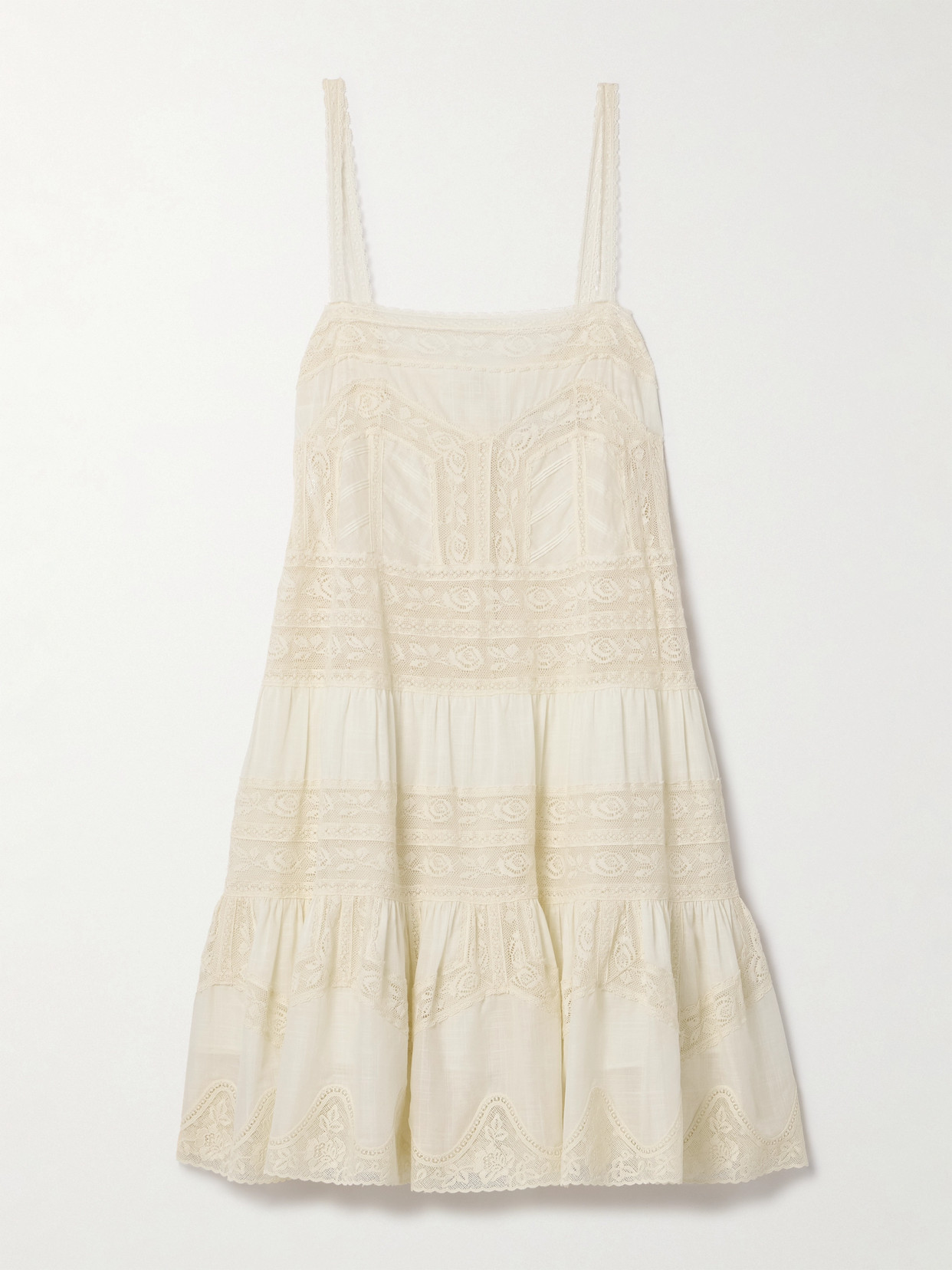 Zimmermann - Halliday Cotton-voile And Lace Mini Dress - Cream
