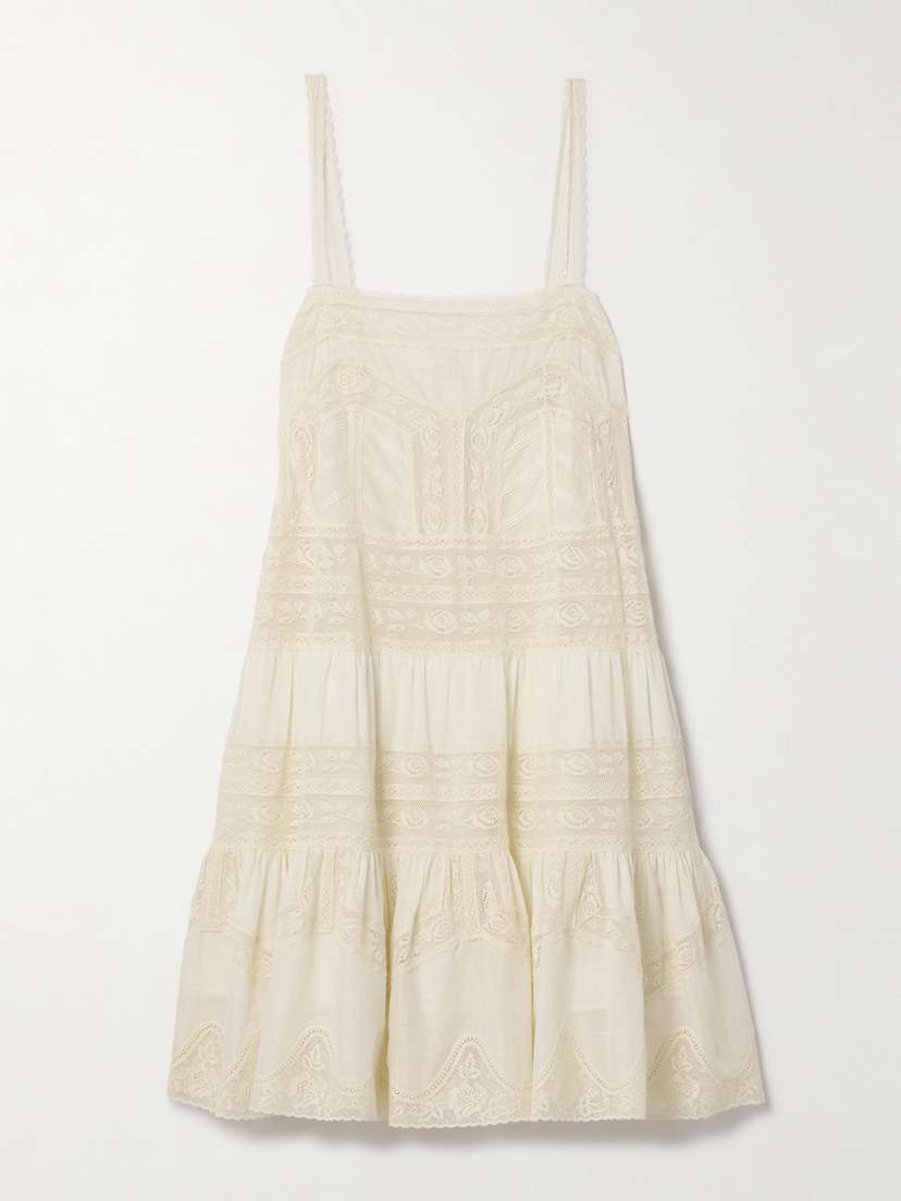 Zimmermann Halliday Cotton-voile And Lace Mini Dress