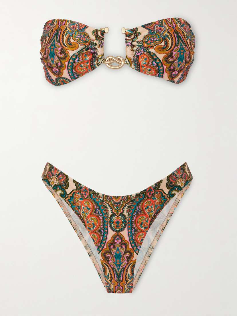 Zimmermann Ottie Embellished Printed Bikini