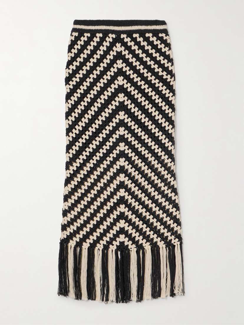 Zimmermann Halliday Fringed Crocheted Cotton Maxi Skirt