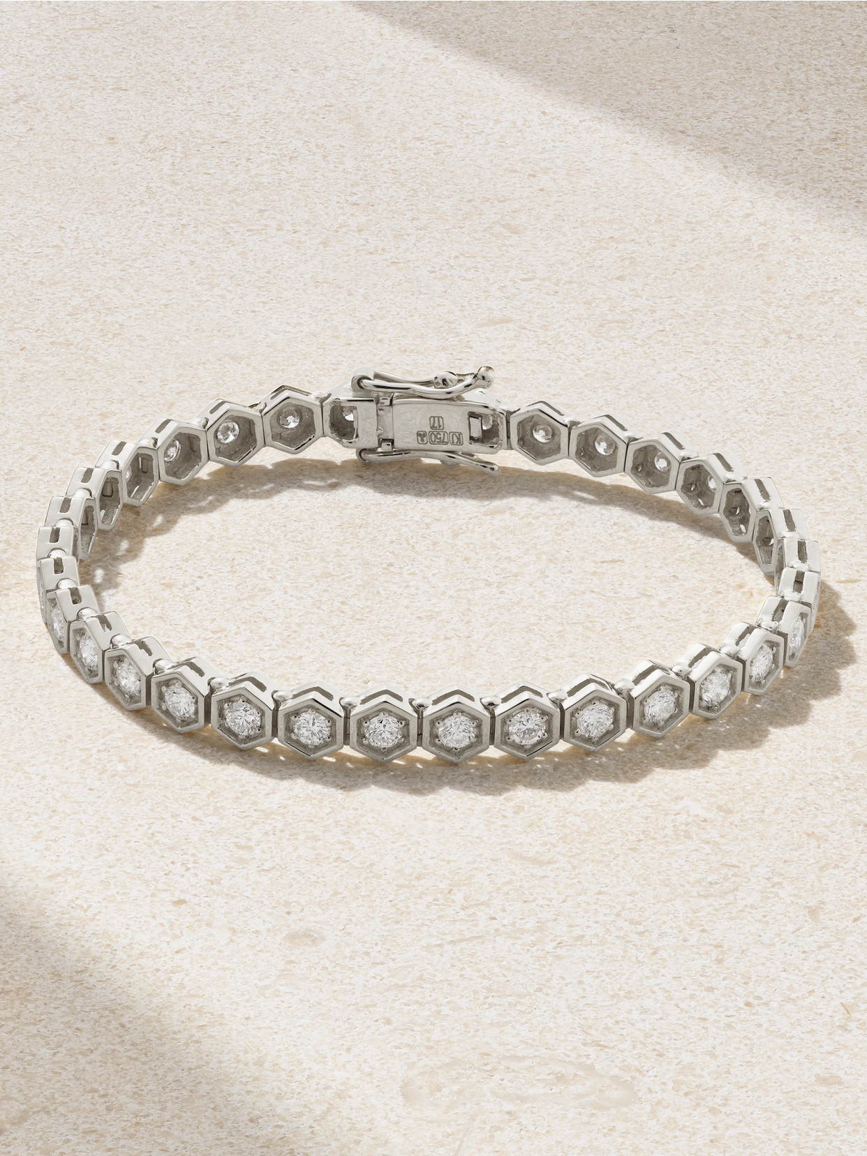 Kolours Jewelry Hexagon Xxlarge 18-karat White Gold Diamond Tennis Bracelet