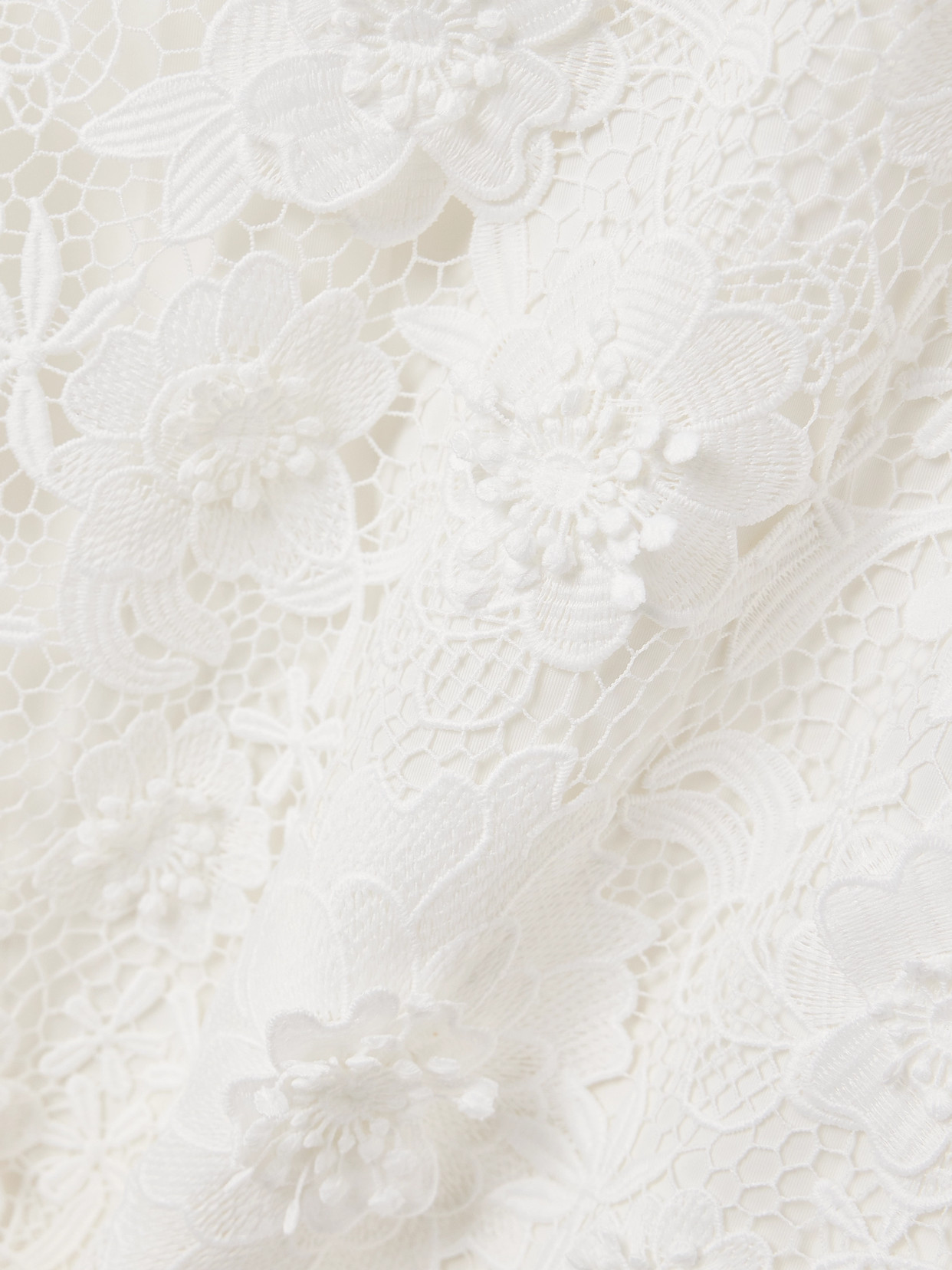 Zimmermann Halliday Belted Recycled-guipure Lace Midi Dress In Ivory