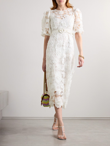 Zimmermann Halliday belted recycled-guipure lace midi dress