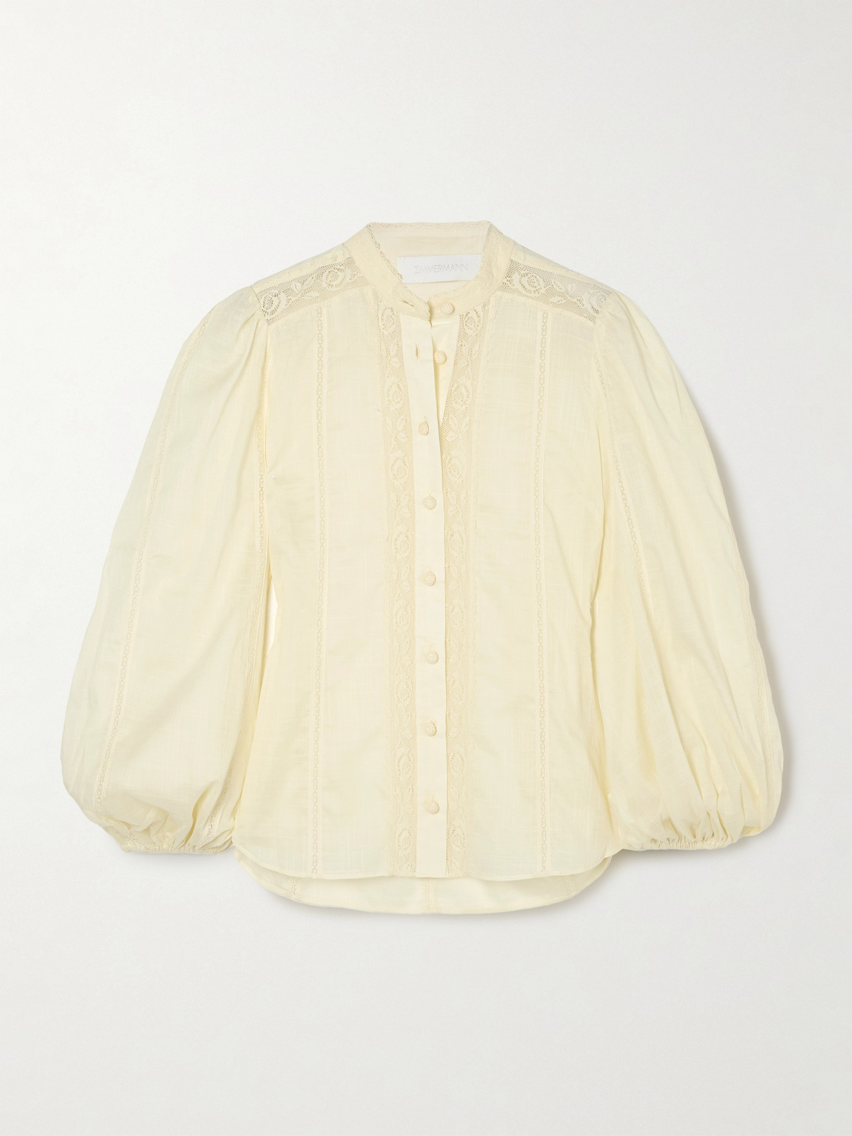Zimmermann Halliday Lace-trimmed Cotton-voile Shirt In Cream