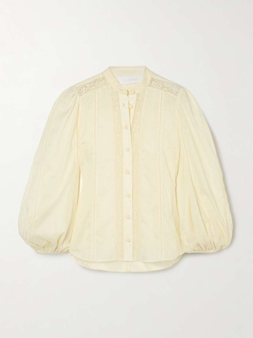 Zimmermann Halliday Lace-trimmed Cotton-voile Shirt
