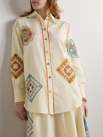 Zimmermann Ottie guipure lace-trimmed cotton shirt