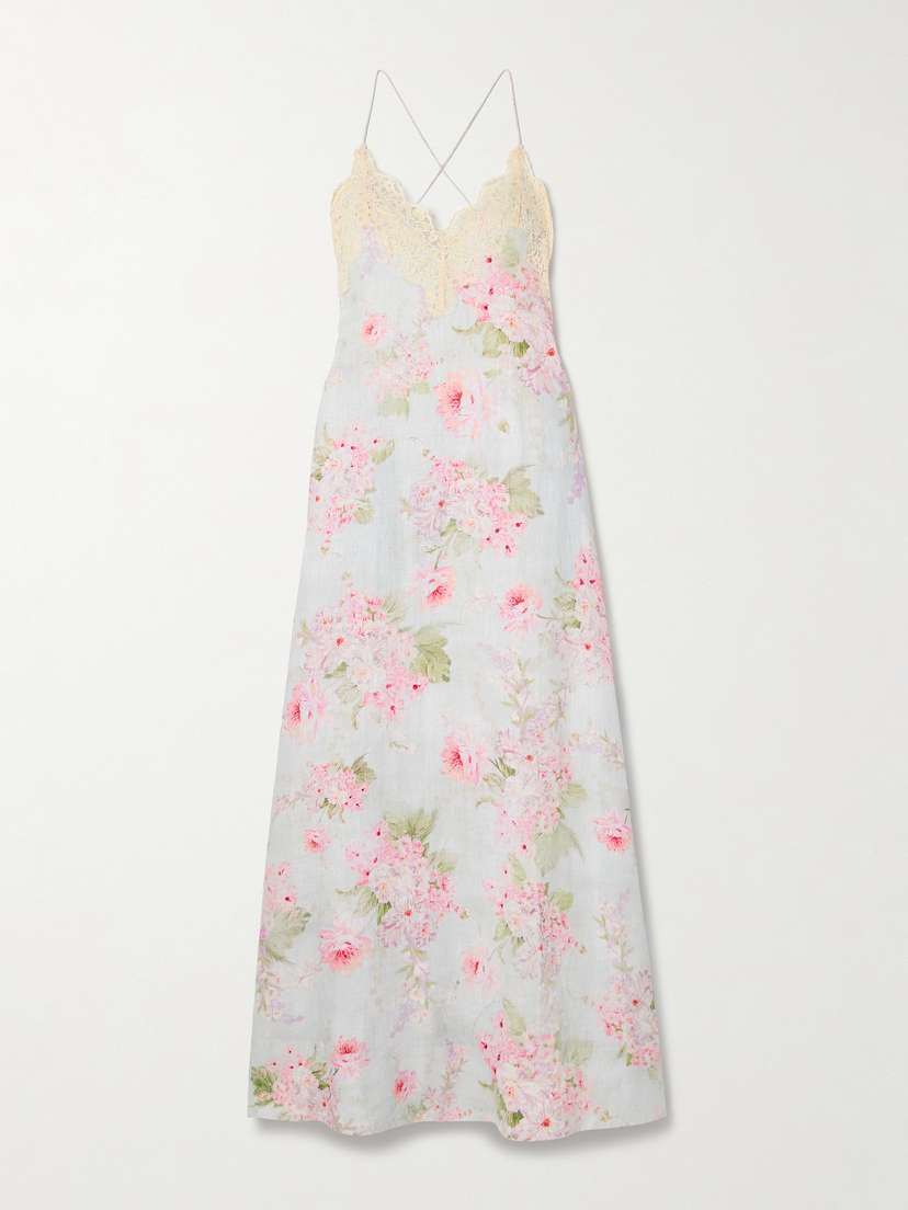 Zimmermann Halliday Lace-trimmed Floral-print Linen Maxi Dress
