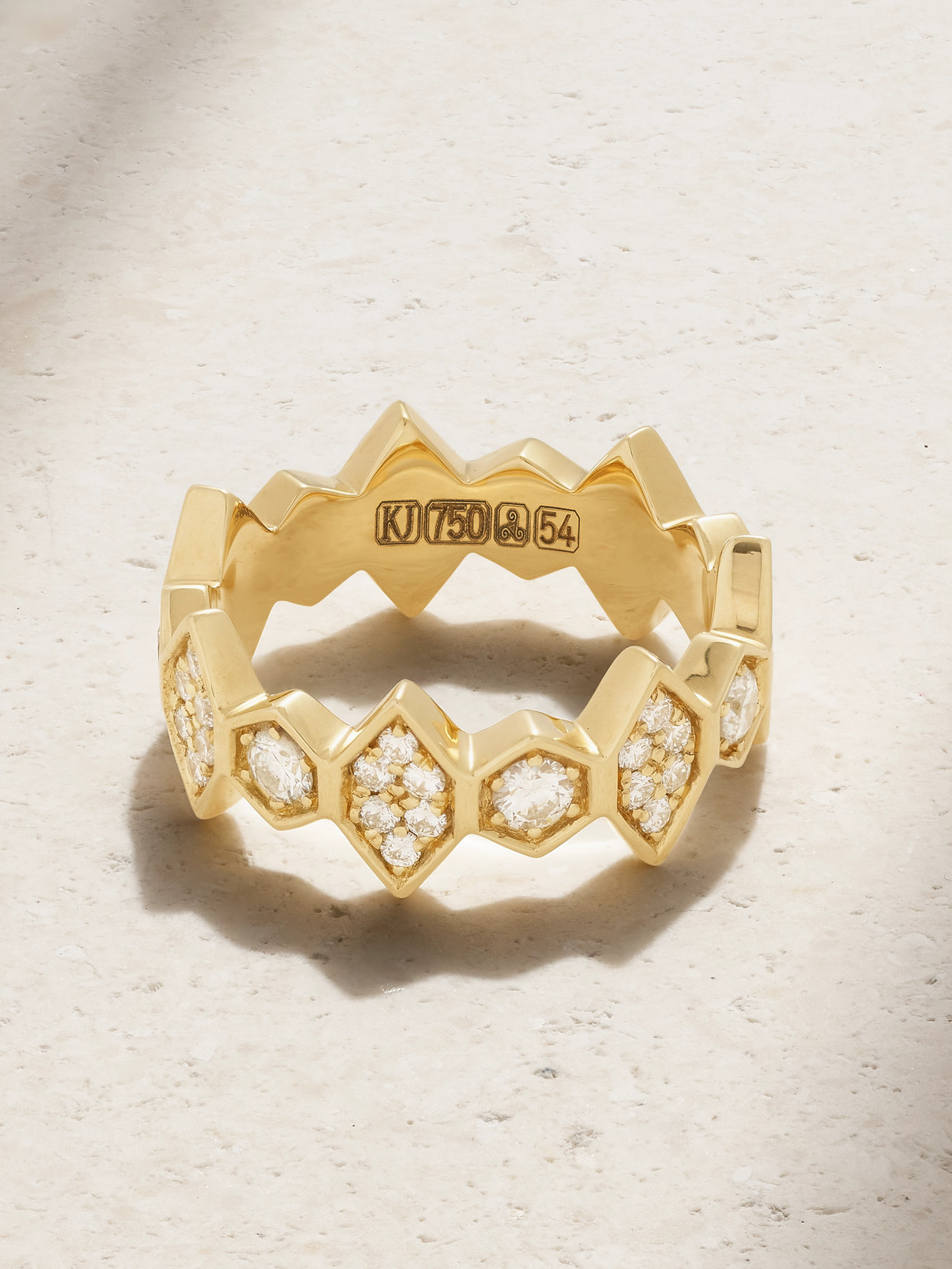 Shop Kolours Jewelry Hexagon Extra Large 18-karat Gold Diamond Ring