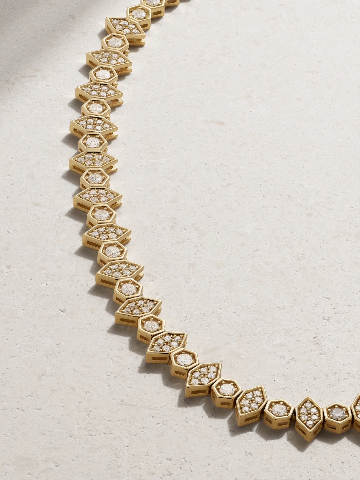 KOLOURS JEWELRY HEXAGON EXTRA LARGE 18-KARAT GOLD DIAMOND NECKLACE
