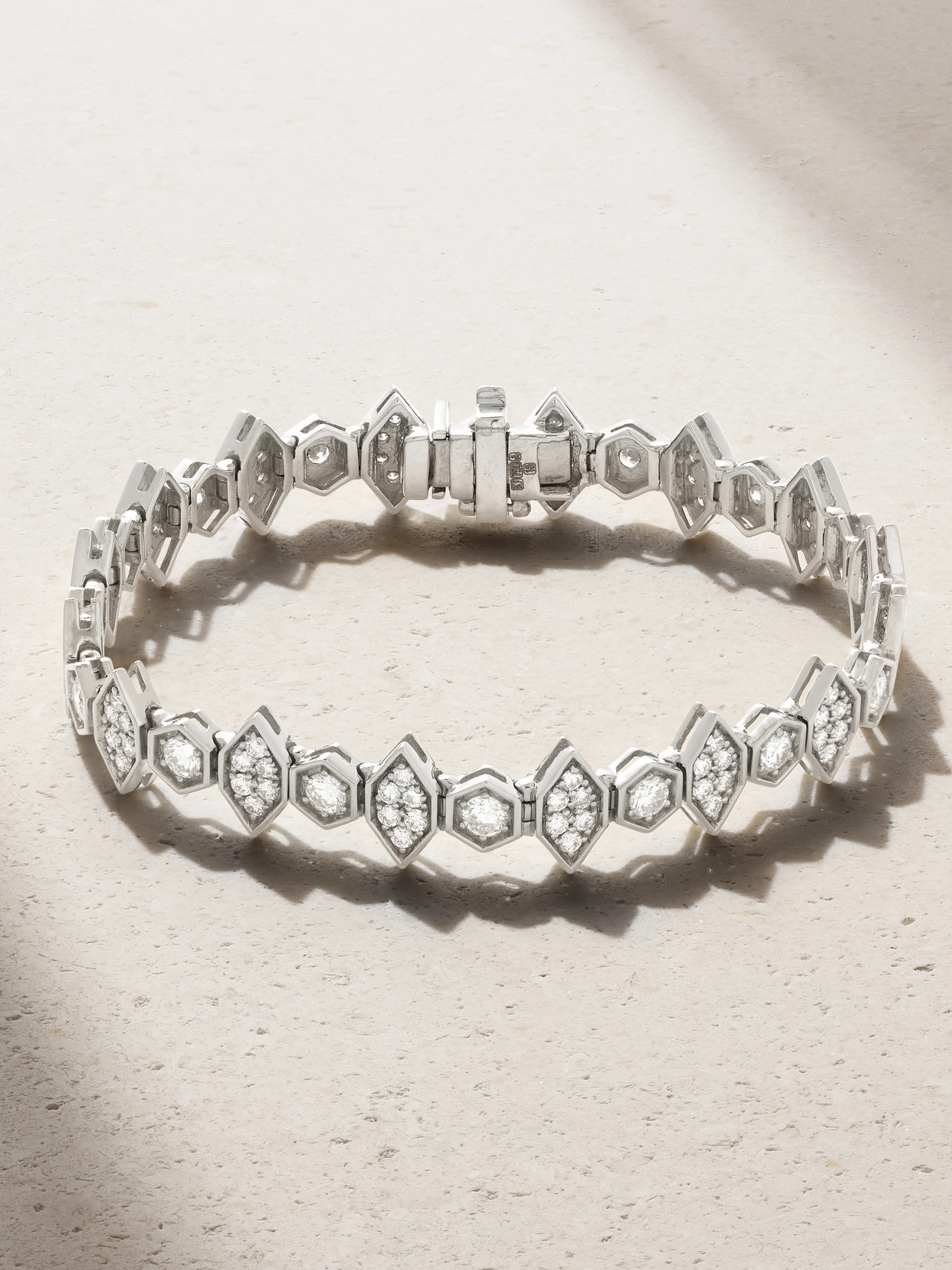 Kolours Jewelry Hexagon Large 18-karat White Gold Diamond Bracelet