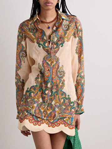 Zimmermann Ottie oversized paisley-print ramie shirt