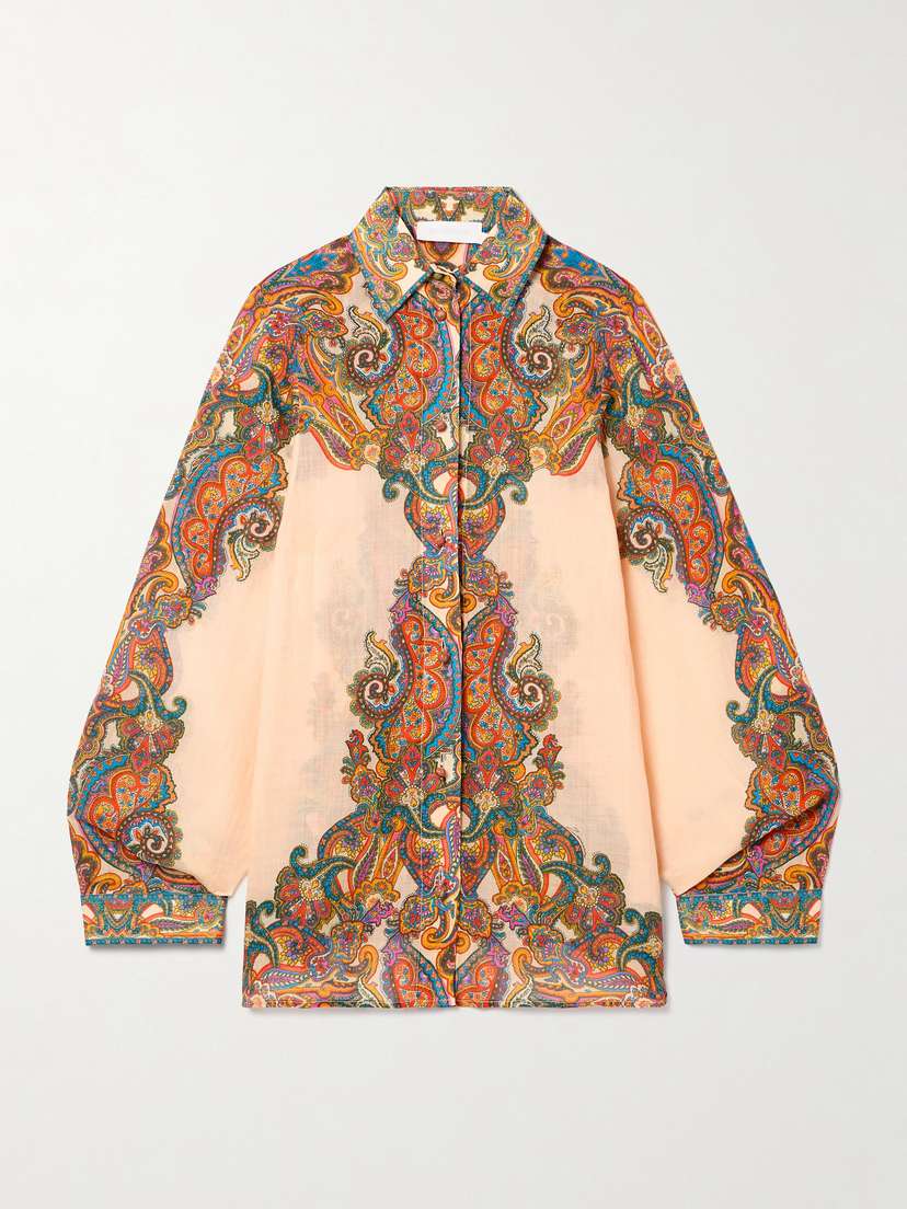 Zimmermann Ottie Oversized Paisley-print Ramie Shirt