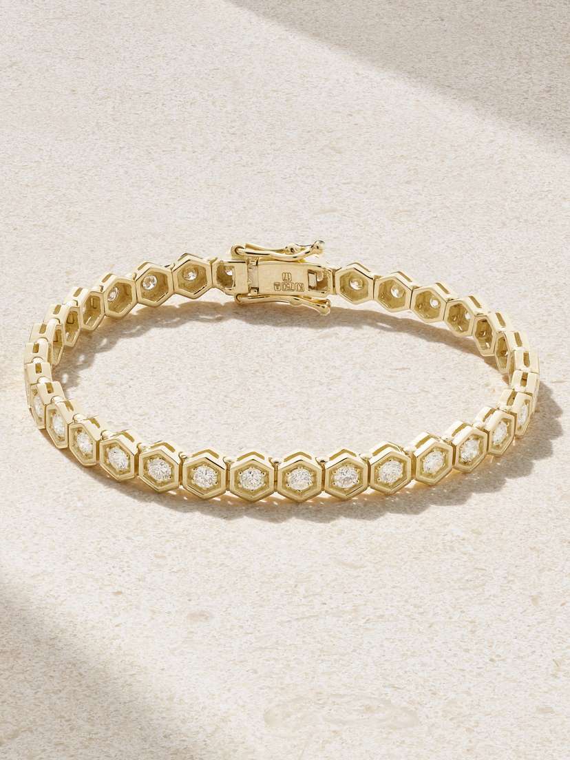 KOLOURS JEWELRY Hexagon Xxlarge 18-karat Gold Diamond Tennis Bracelet