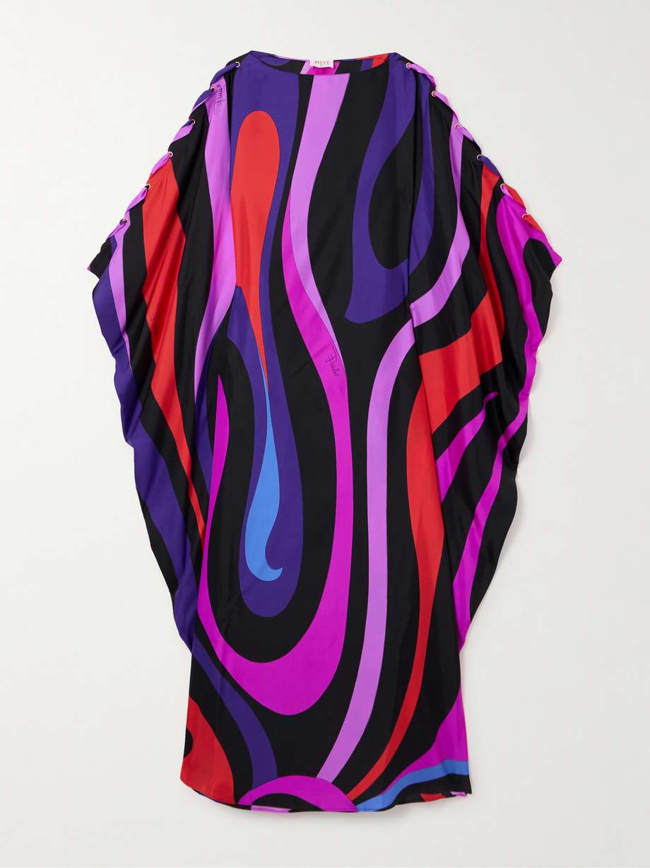 printed silk-twill kaftan