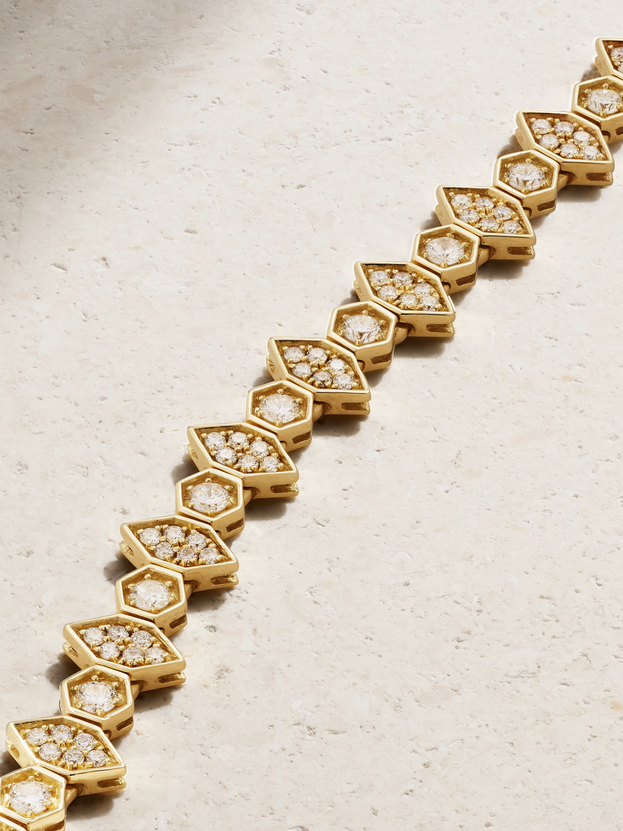 Kolours Jewelry Hexagon Large 18-karat Gold Diamond Bracelet In Gold