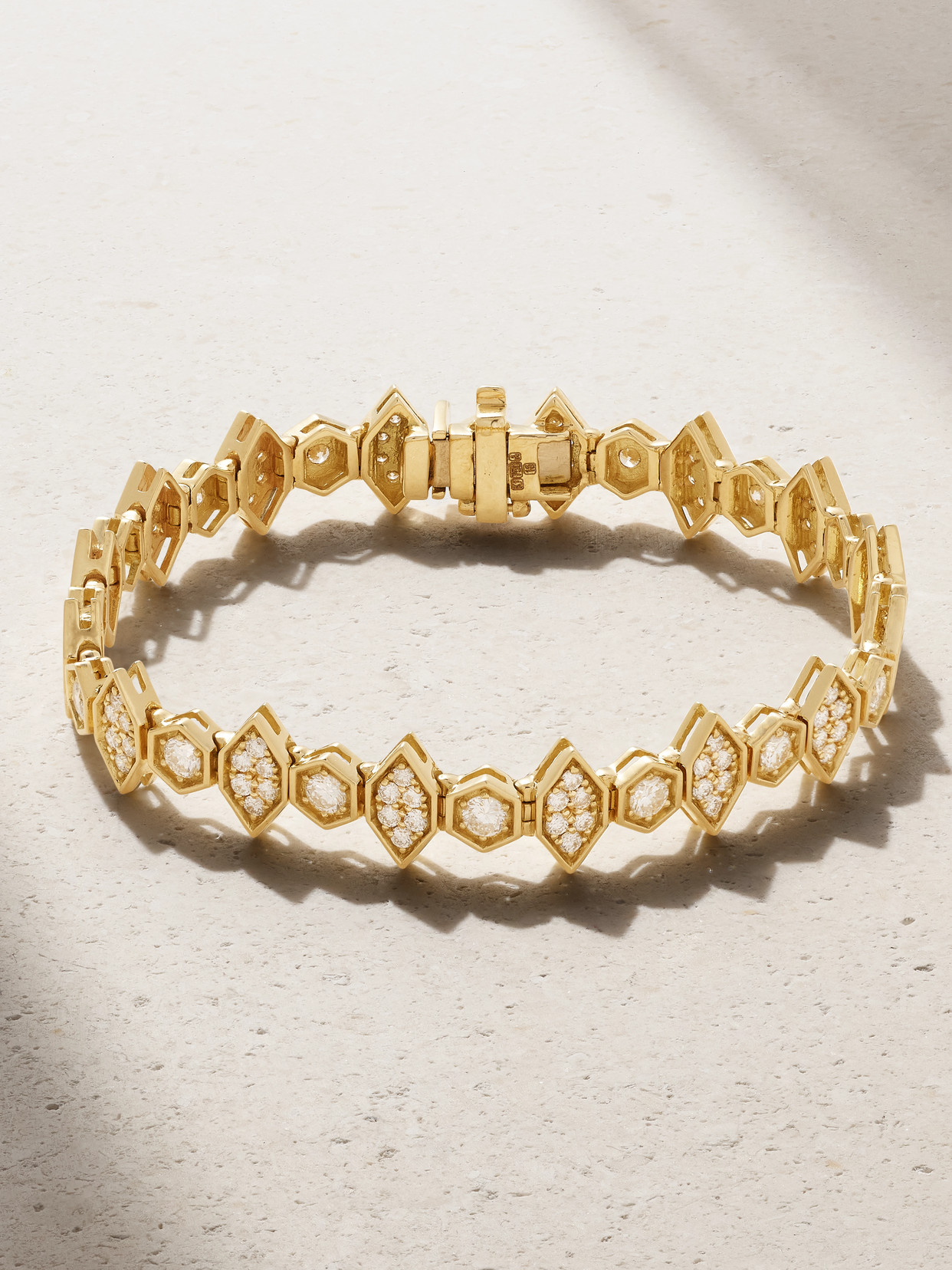 Kolours Jewelry Hexagon Large 18-karat Gold Diamond Bracelet